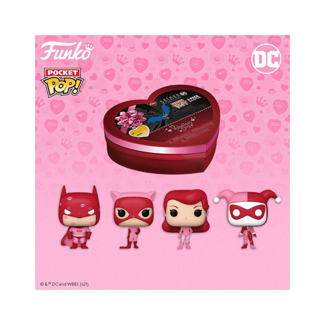 3 Pop Batman Animated 4pk Valentines Pocket RS Action Figures Vinyl 10cm - Multi, 3 of 3