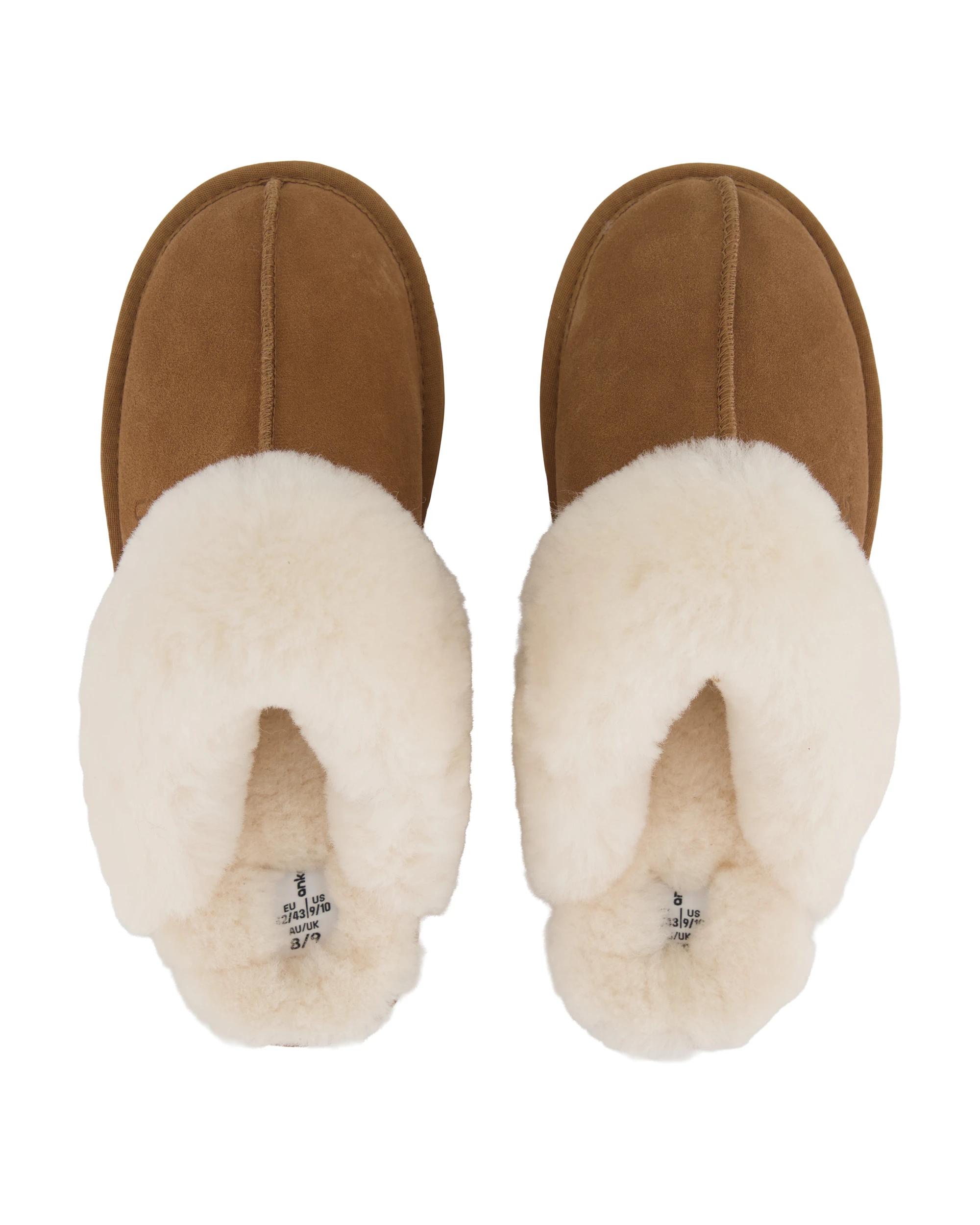 2 UGG Leather Wool Scuffs Chestnut, 2 of 3