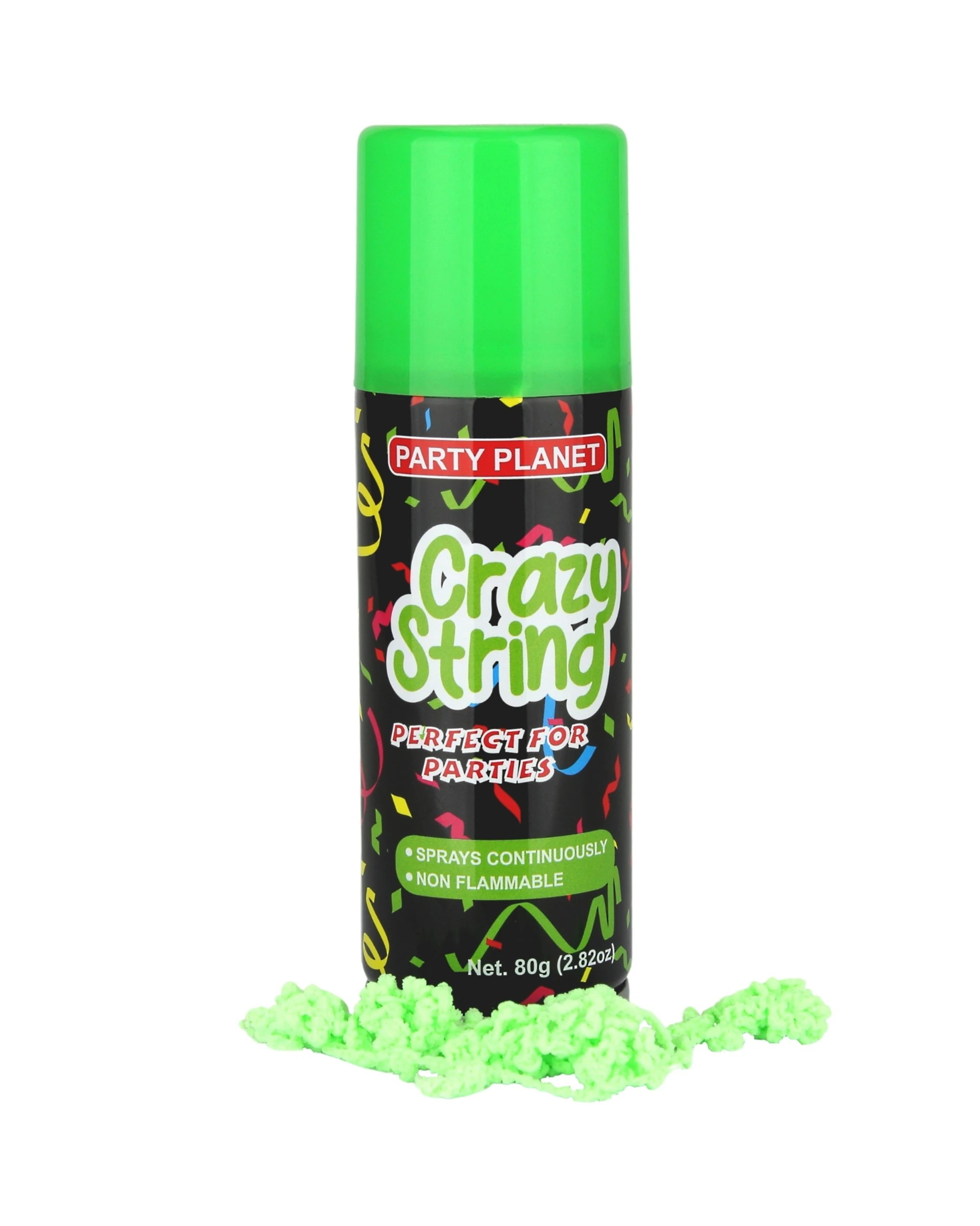 1 Party Planet Green Crazy String 80g Aerosol Can - Green, 1 of 1