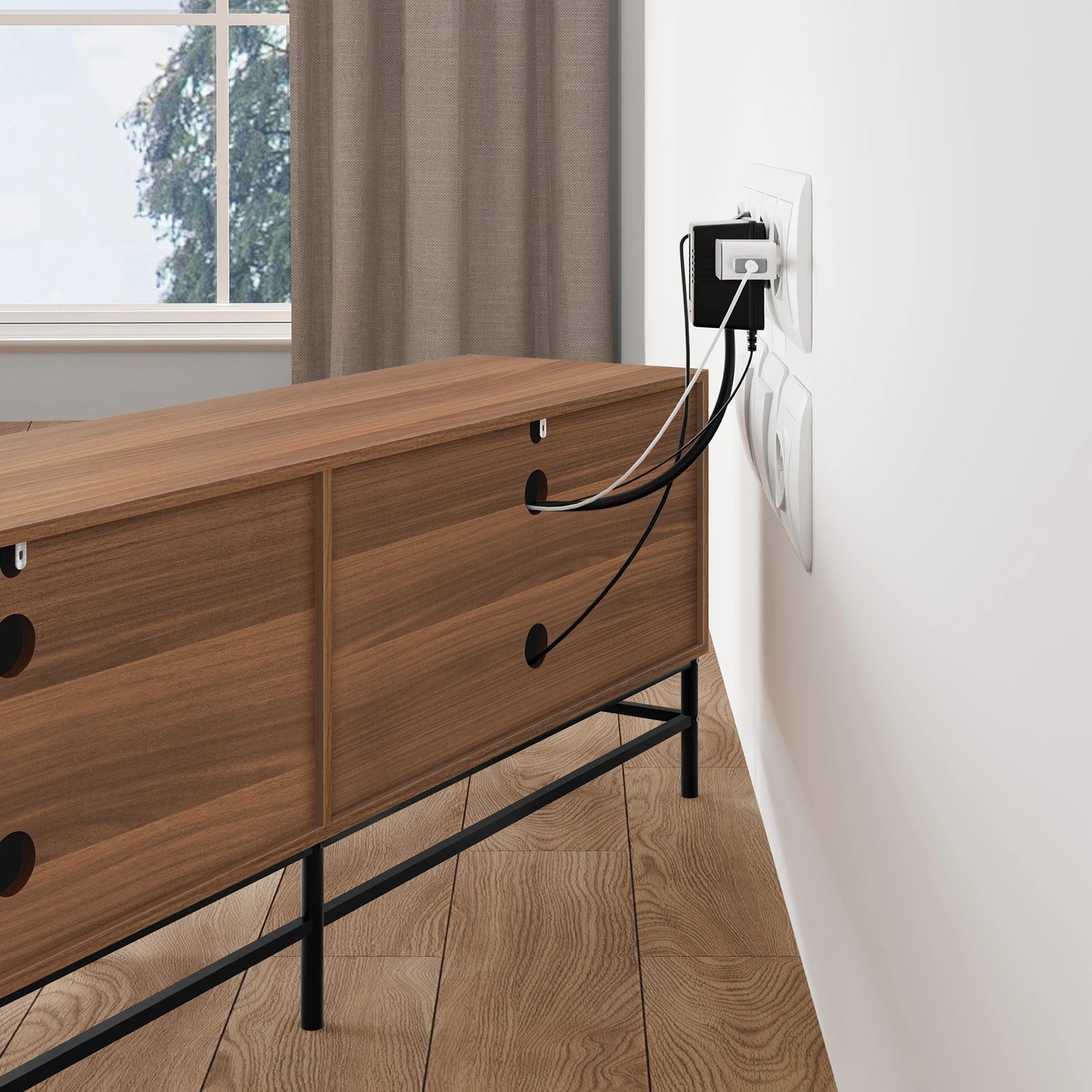 10 Alfordson Entertainment Unit TV Cabinet Stand 180cm Storage 4 Tiers Shelf - Walnut, 10 of 10