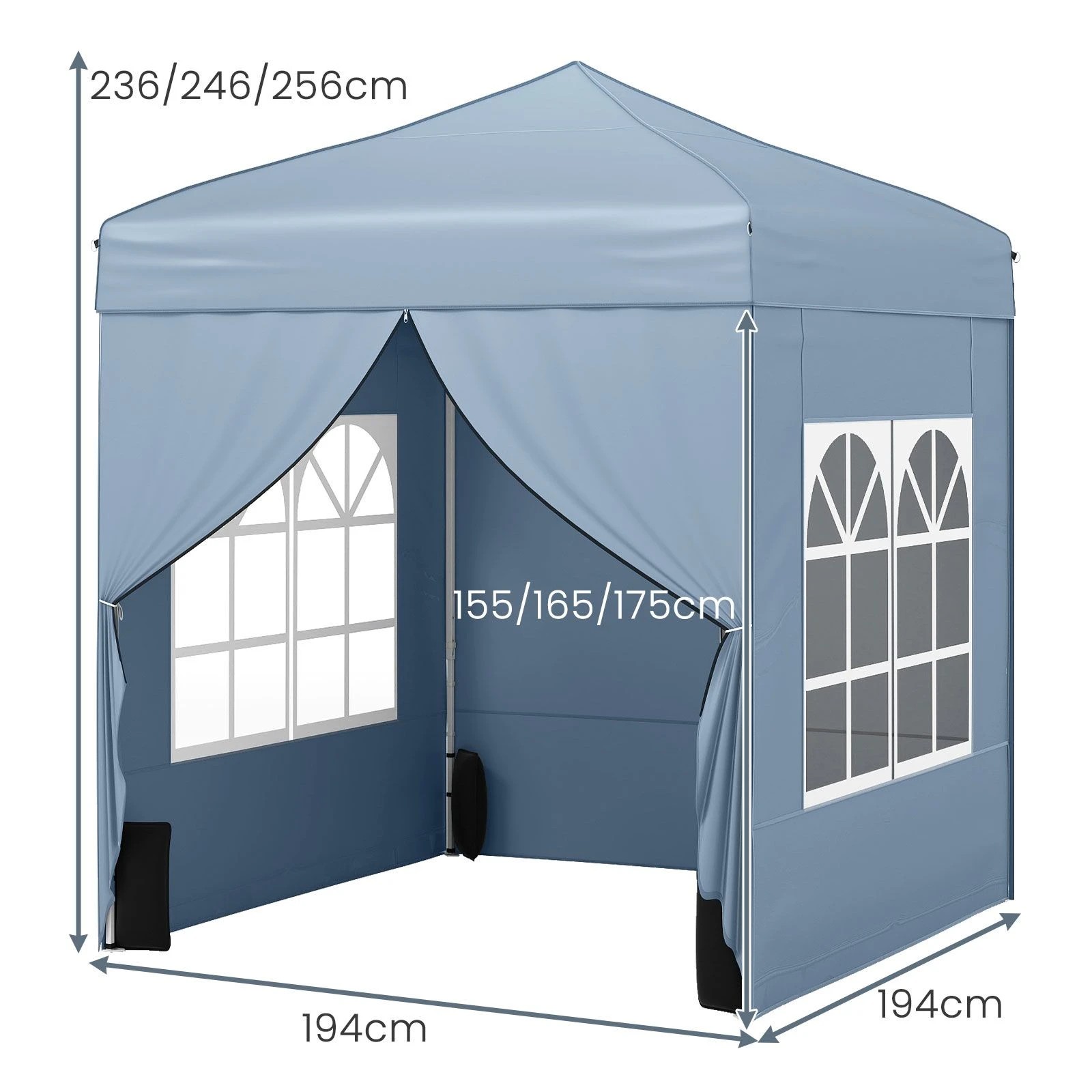 2 Costway 2x2M Pop up Canopy Tent Gazebo w/4 Sidewall - Grey, 2 of 3