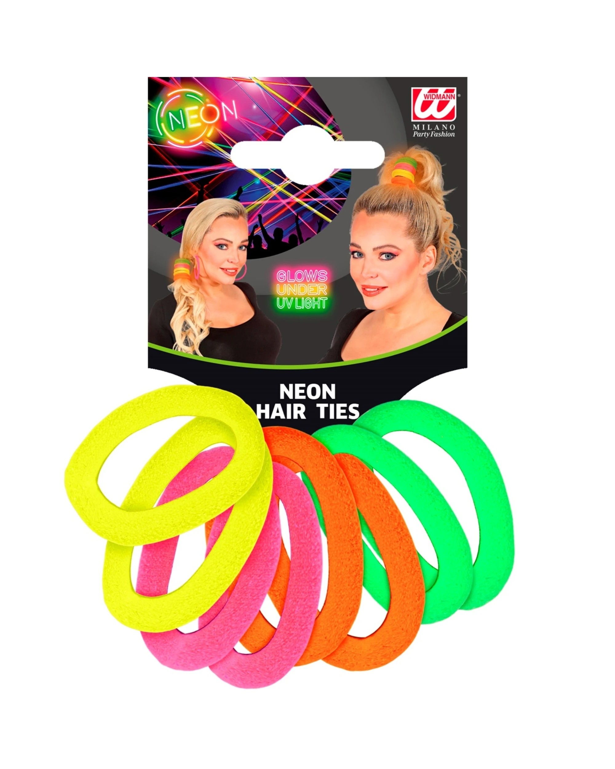 1 Widmann UV Hair Ties Pack of 8 - One Size - Multi, 1 of 3
