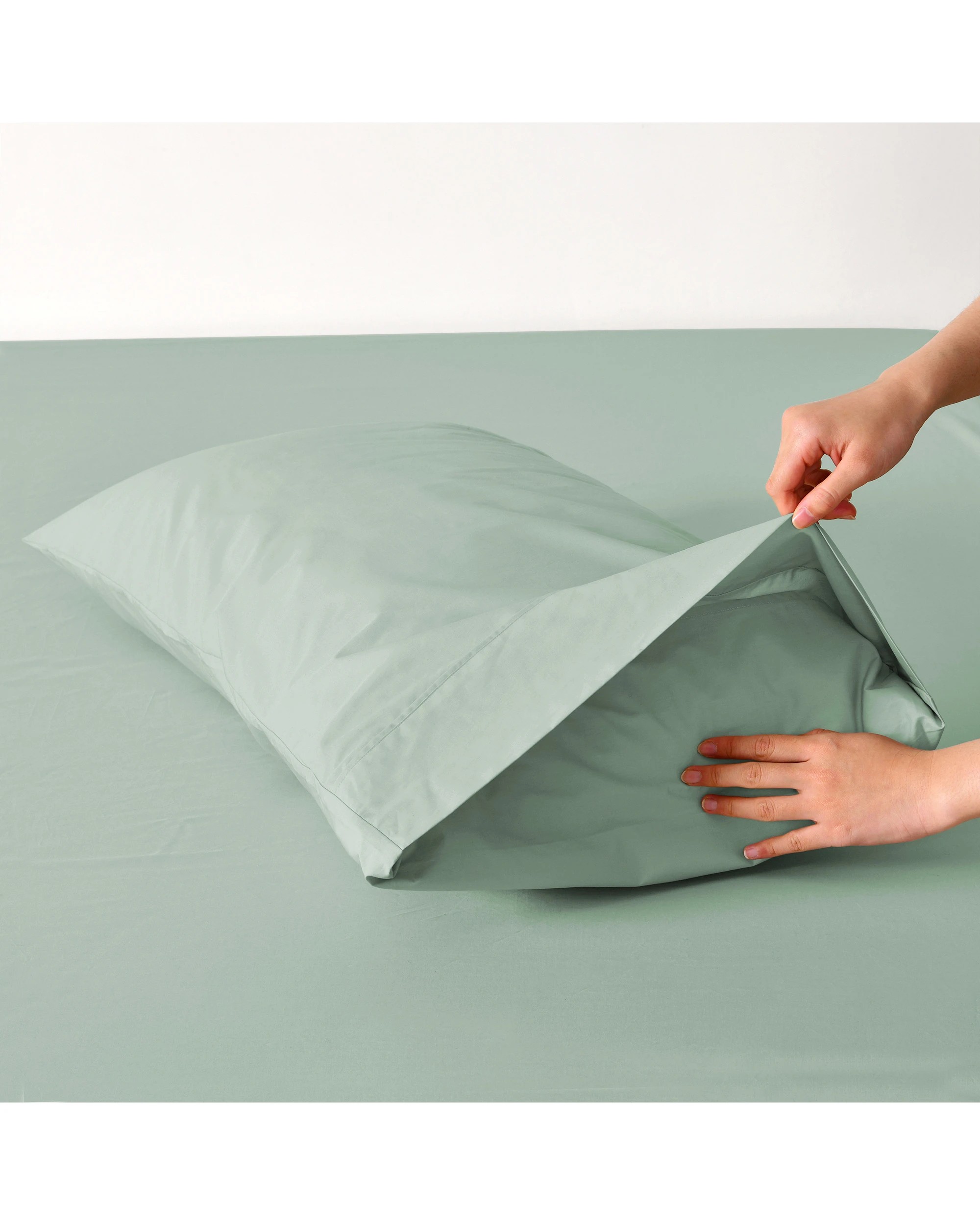 5 Dreamaker 300TC Cotton Percale King Pillowcase Twin Pack - Sage, 5 of 7