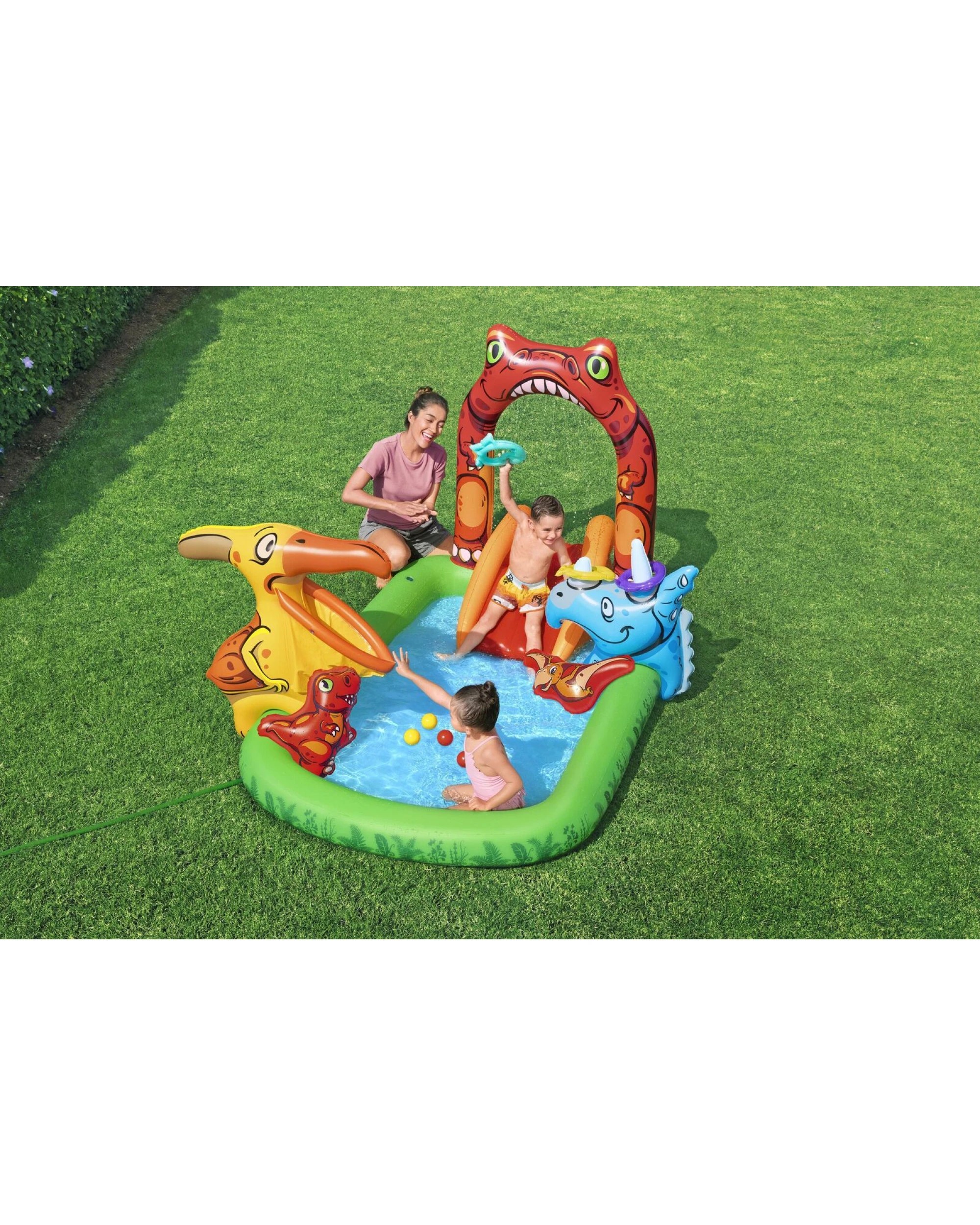 4 Bestway 190l Jurassic Splash Water Play Centre, Bright Dinosaur Theme With Slide, 4 of 5