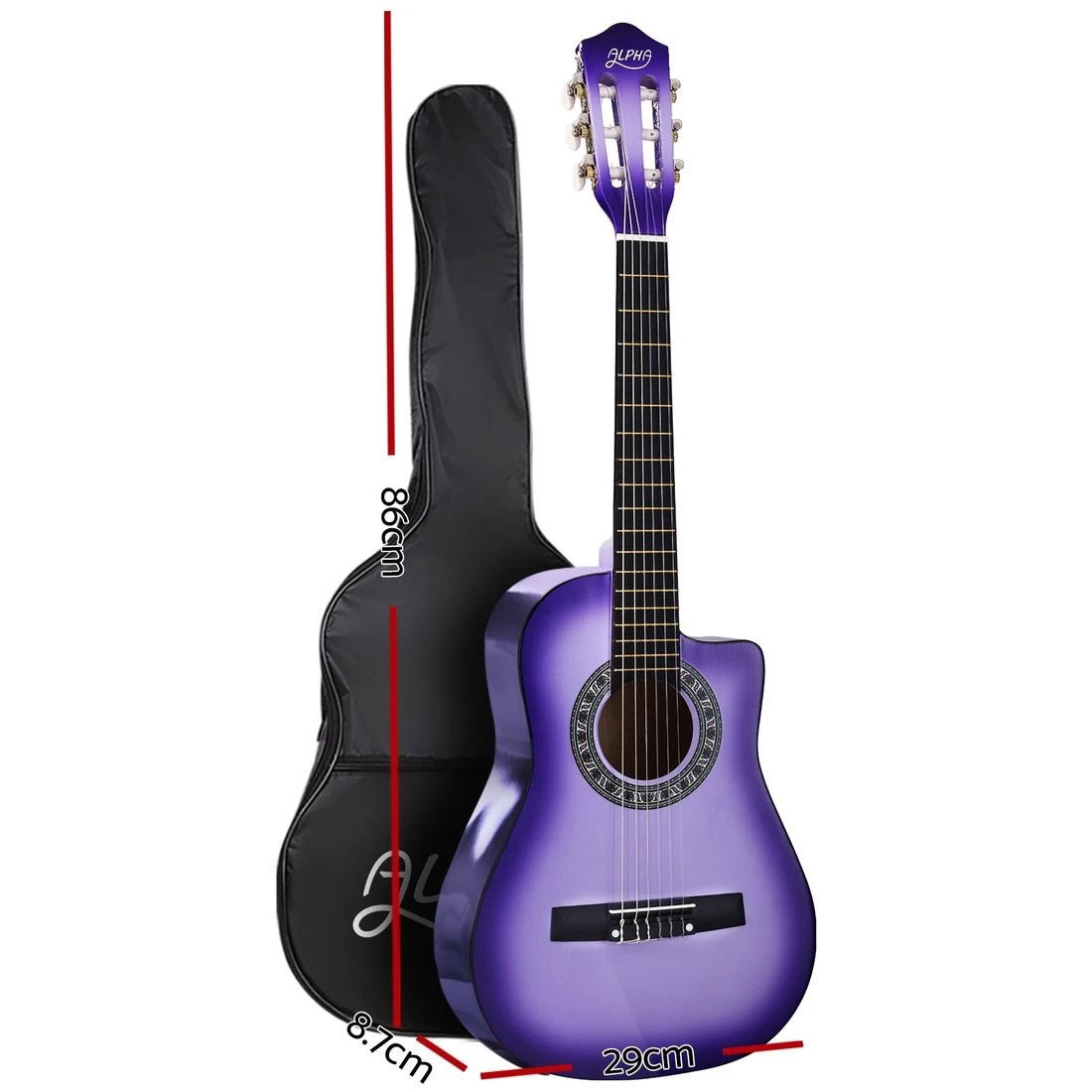 2 Alpha 34 Inch Classical Guitar Wooden Body Nylon String w/ Stand Beignner - Multi, 2 of 6