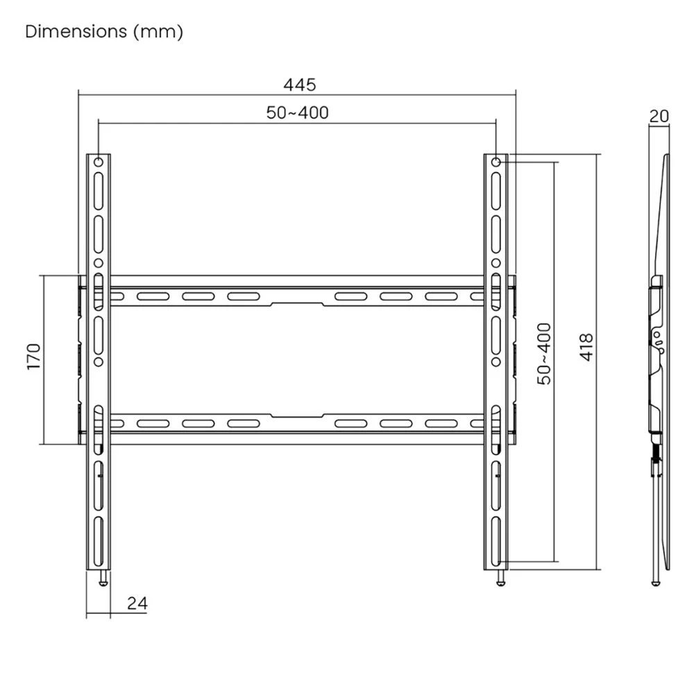 4 Brateck Small Fixed TV Wall Mount 24 – 55" 45kg, 4 of 4