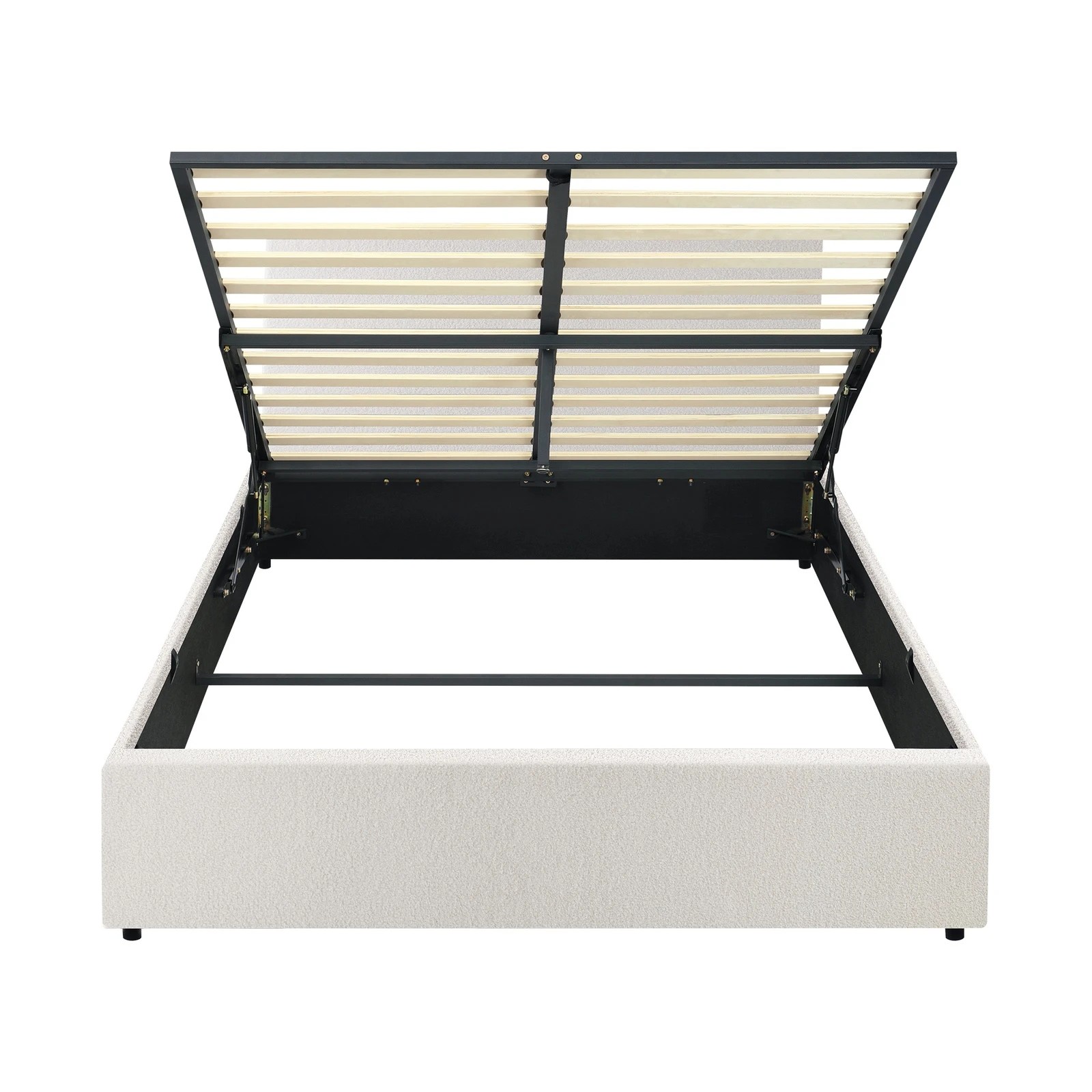 8 Oikiture Queen Bed Frame Gas Lift Base With Storage Boucle
 - White, 8 of 10