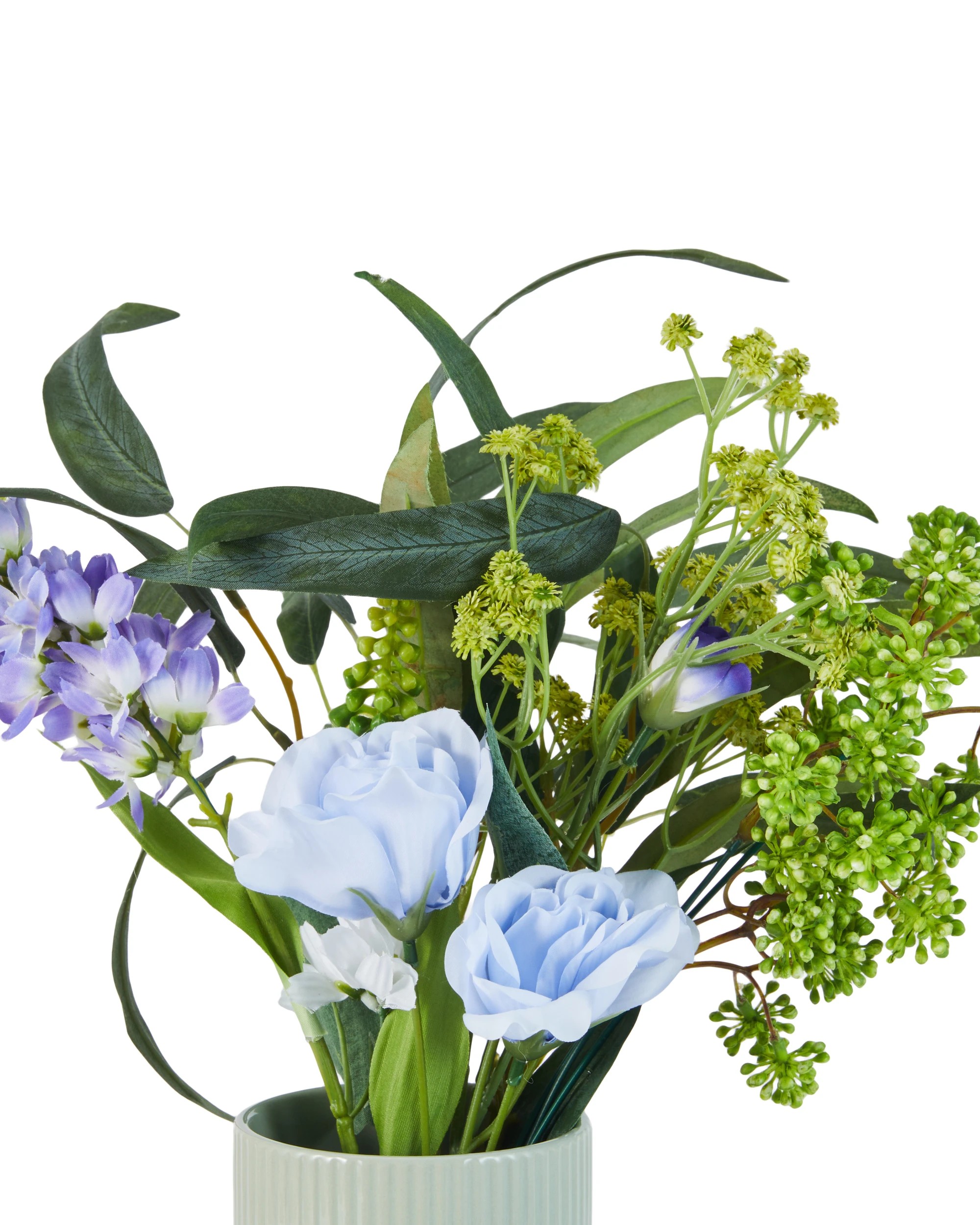 4 Artificial Lilac Flowers in Sage Vase, 4 of 5