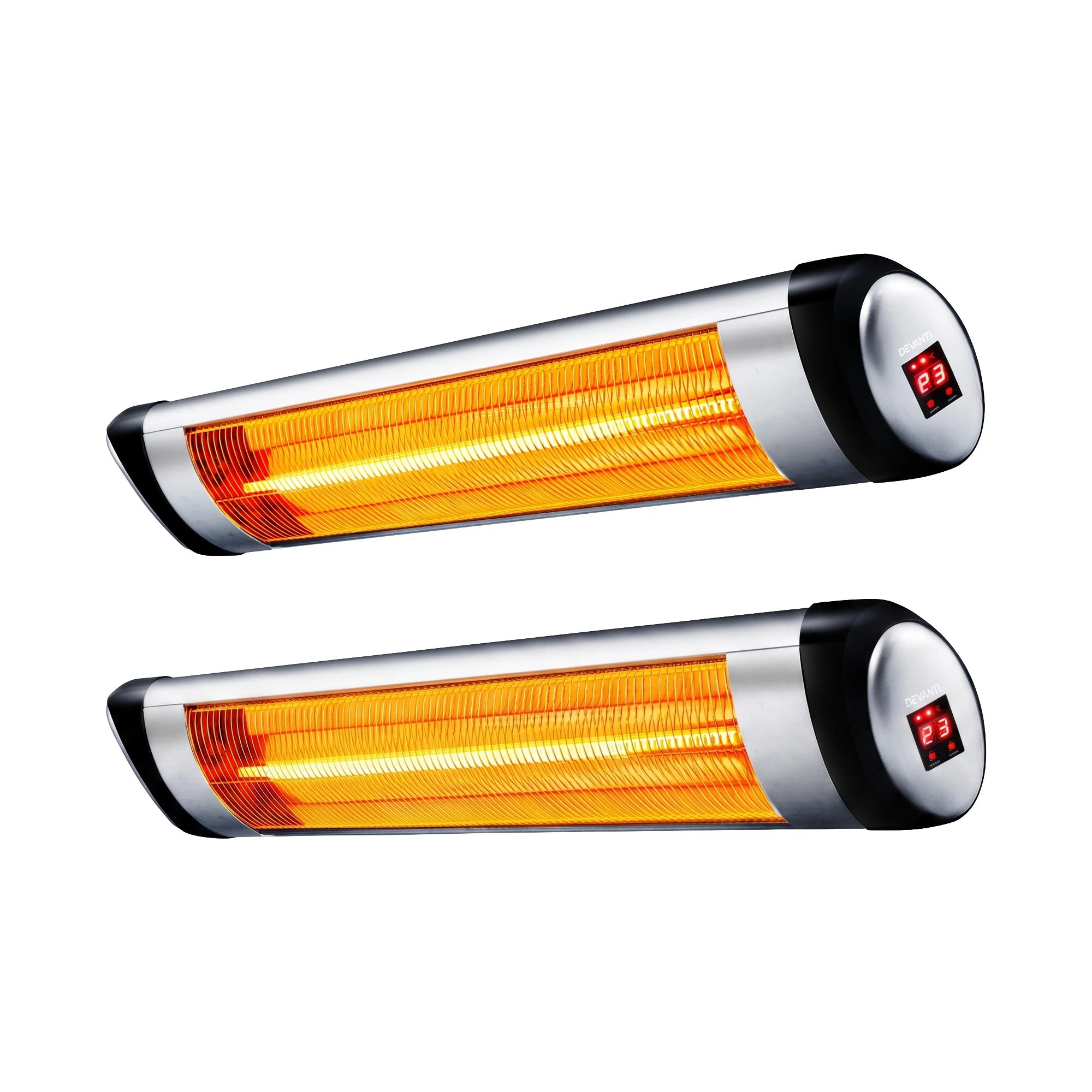 1 Devanti 2PCS Electric Radiant Strip Heater Indoor Outdoor Patio Remote Control 1500W - Silver, 1 of 7