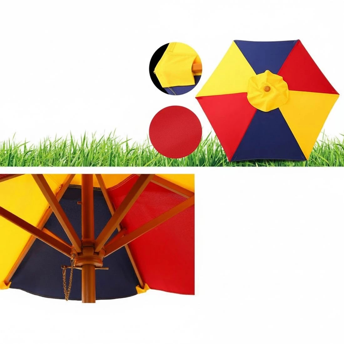 5 Keezi Kids Outdoor Table and Chairs Picnic Bench Set Umbrella Colourful - Multi, 5 of 8