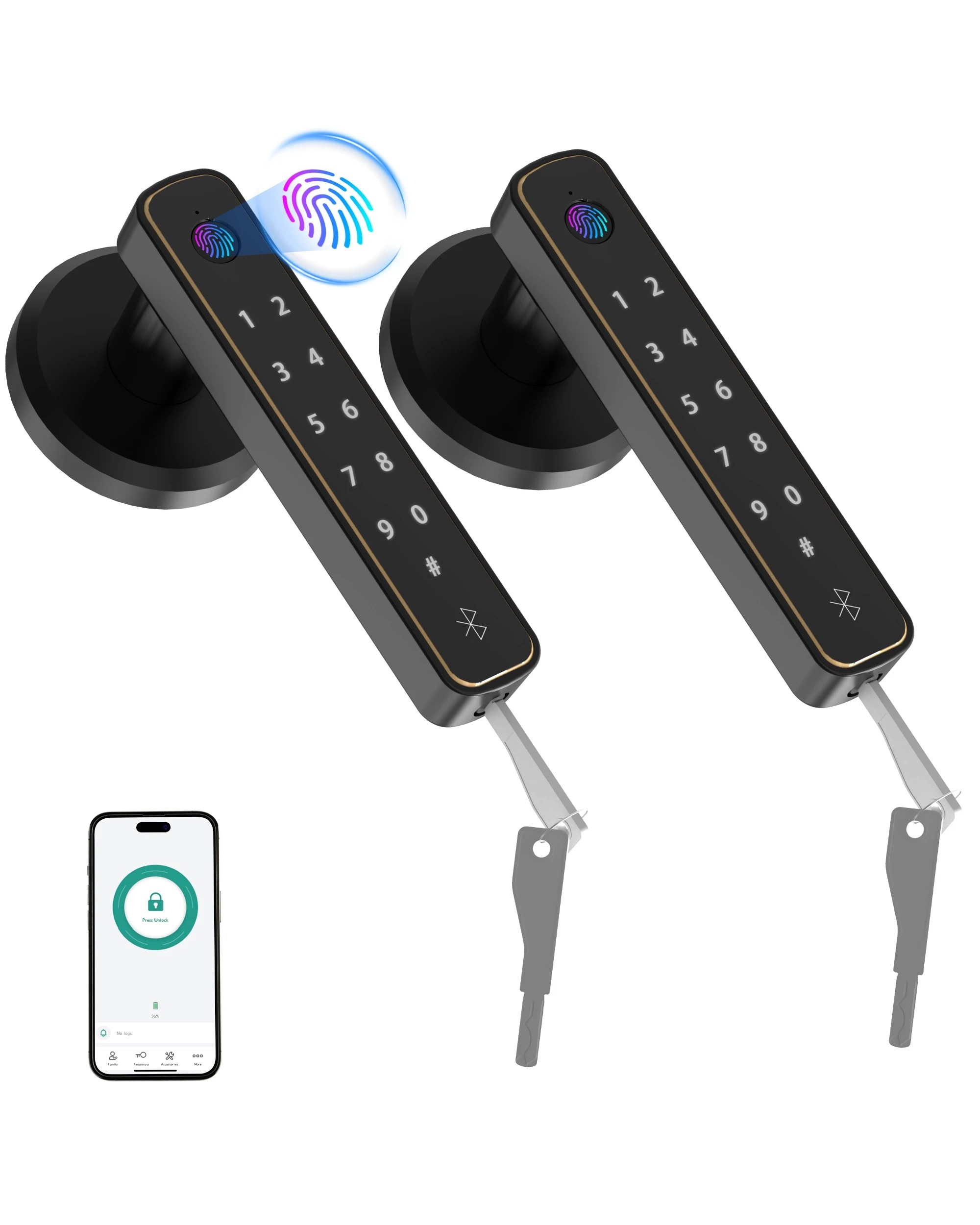 4 Advwin Fingerprint Smart Door Lock - Black, 4 of 7