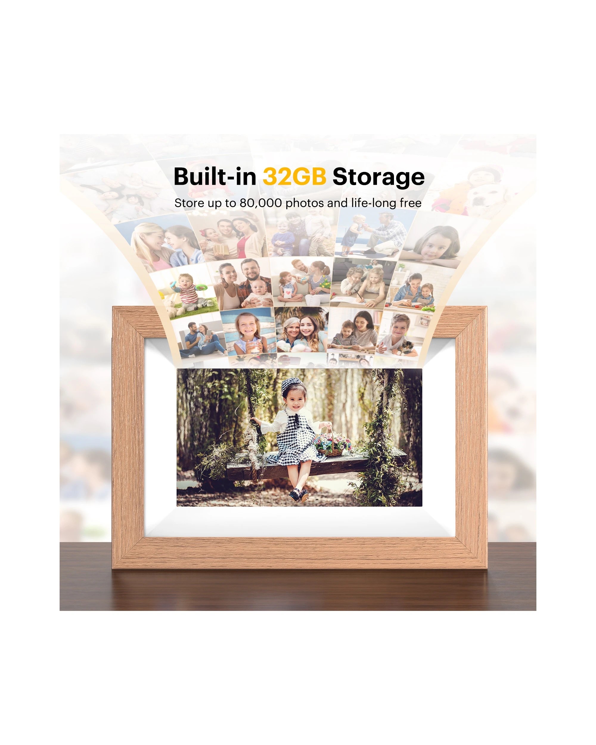 1 Kodak RCF-702W 7 Inch Wi-Fi Photo Frame Wooden, 1 of 6