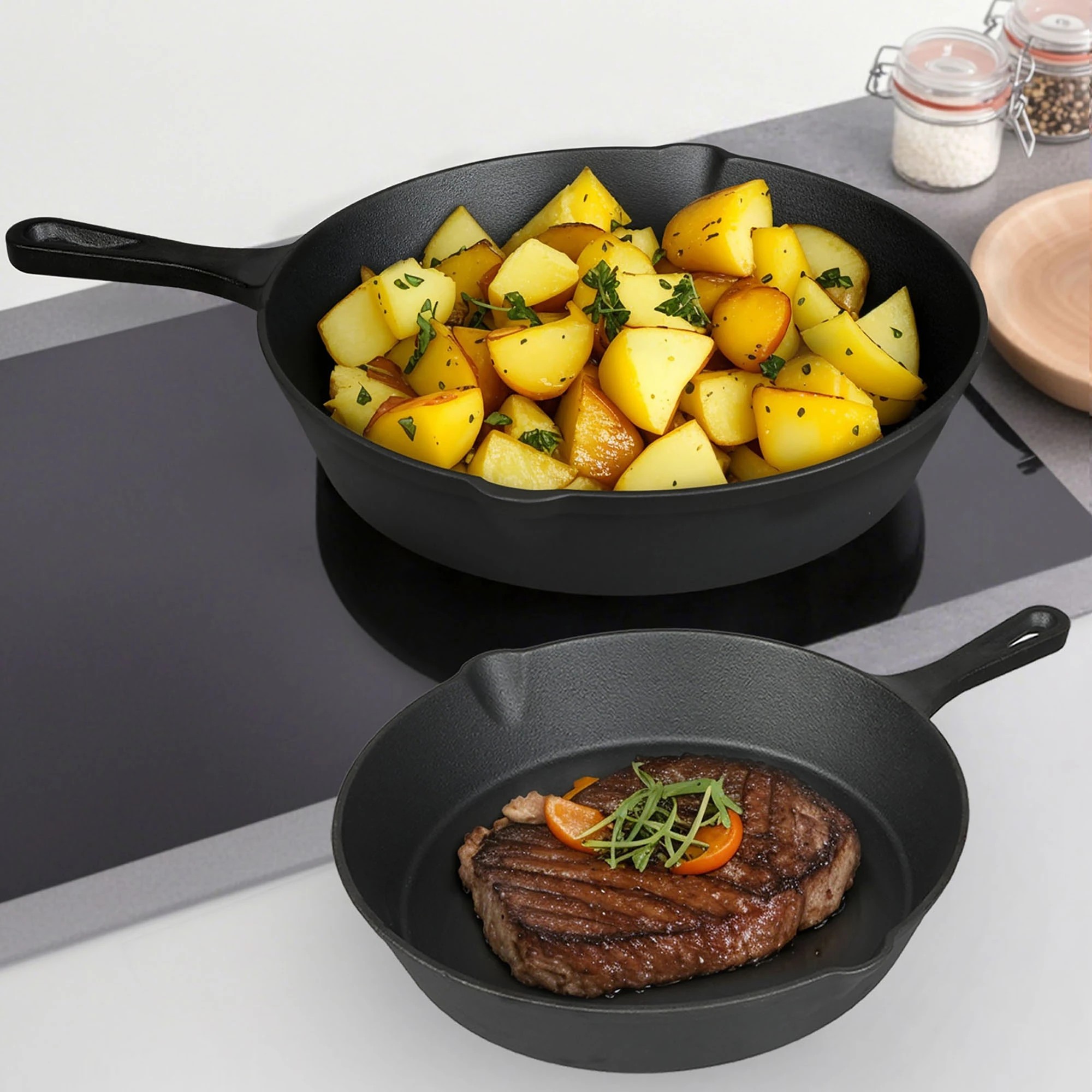 8 Toque 21Cm And 27Cm Cast Iron Frying Pan Set, 8 of 9