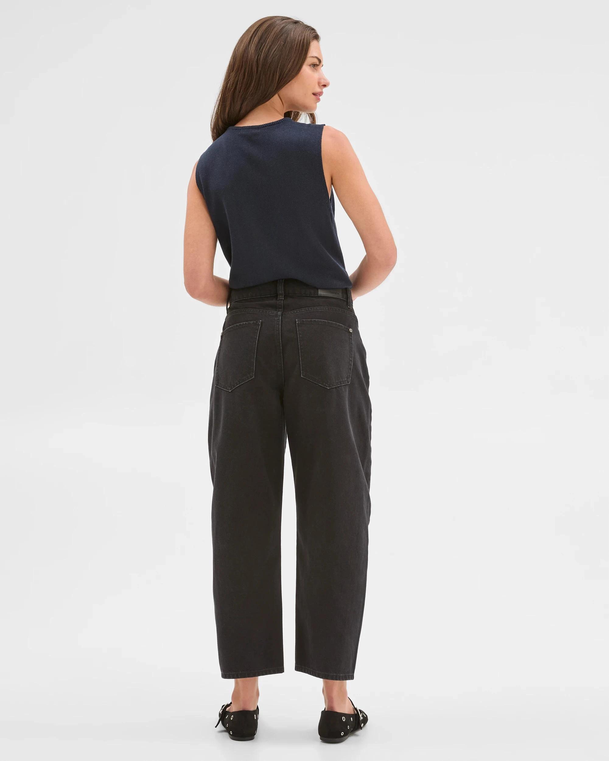 4 Target Petites Petites Forward Seam Barrel Leg Denim Jeans WORN BLACK, 4 of 4