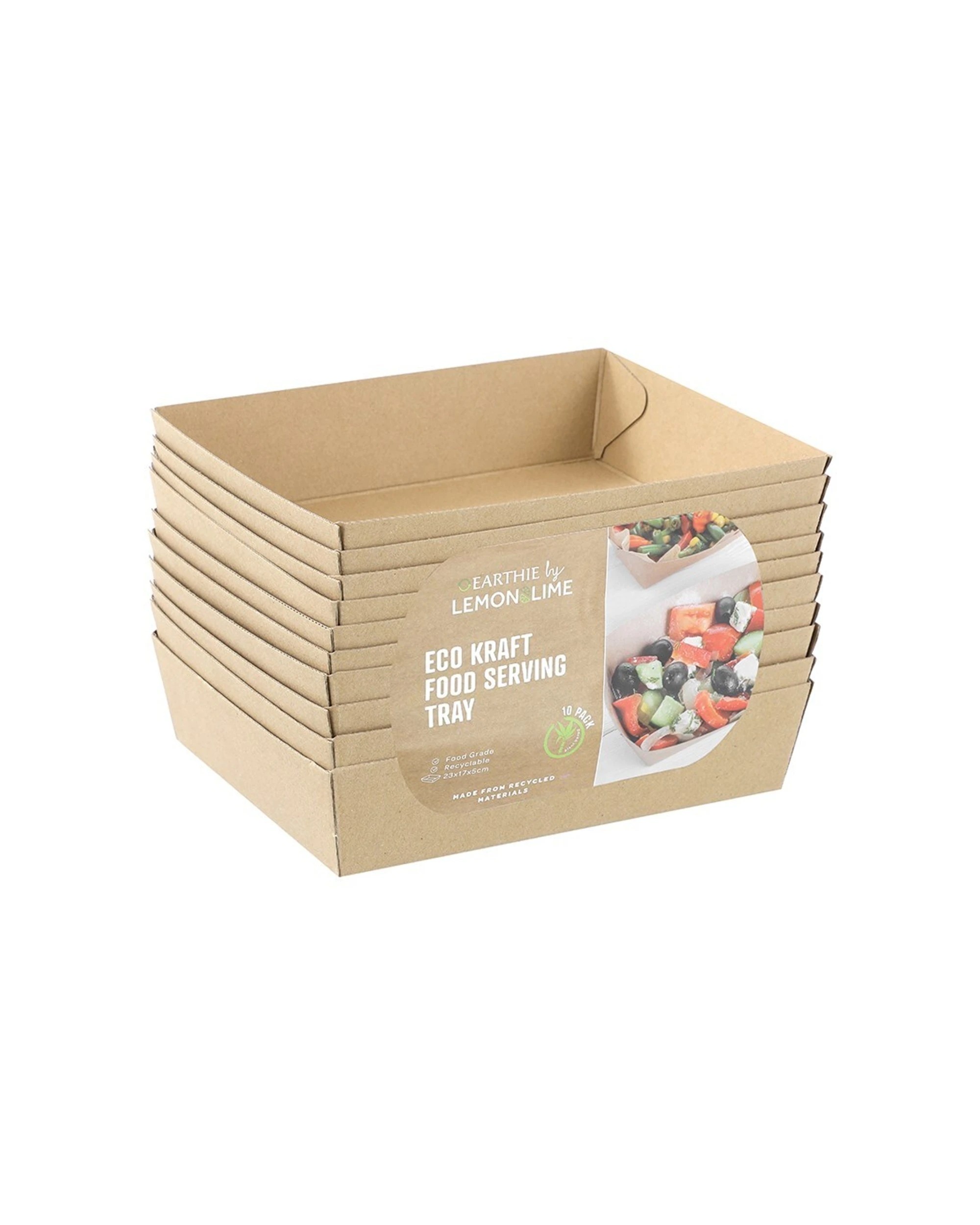 1 10pc Lemon And Lime 23cm Eco Kraft Disposable Food/takeaway Serving Tray Plate
 - Natural, 1 of 3