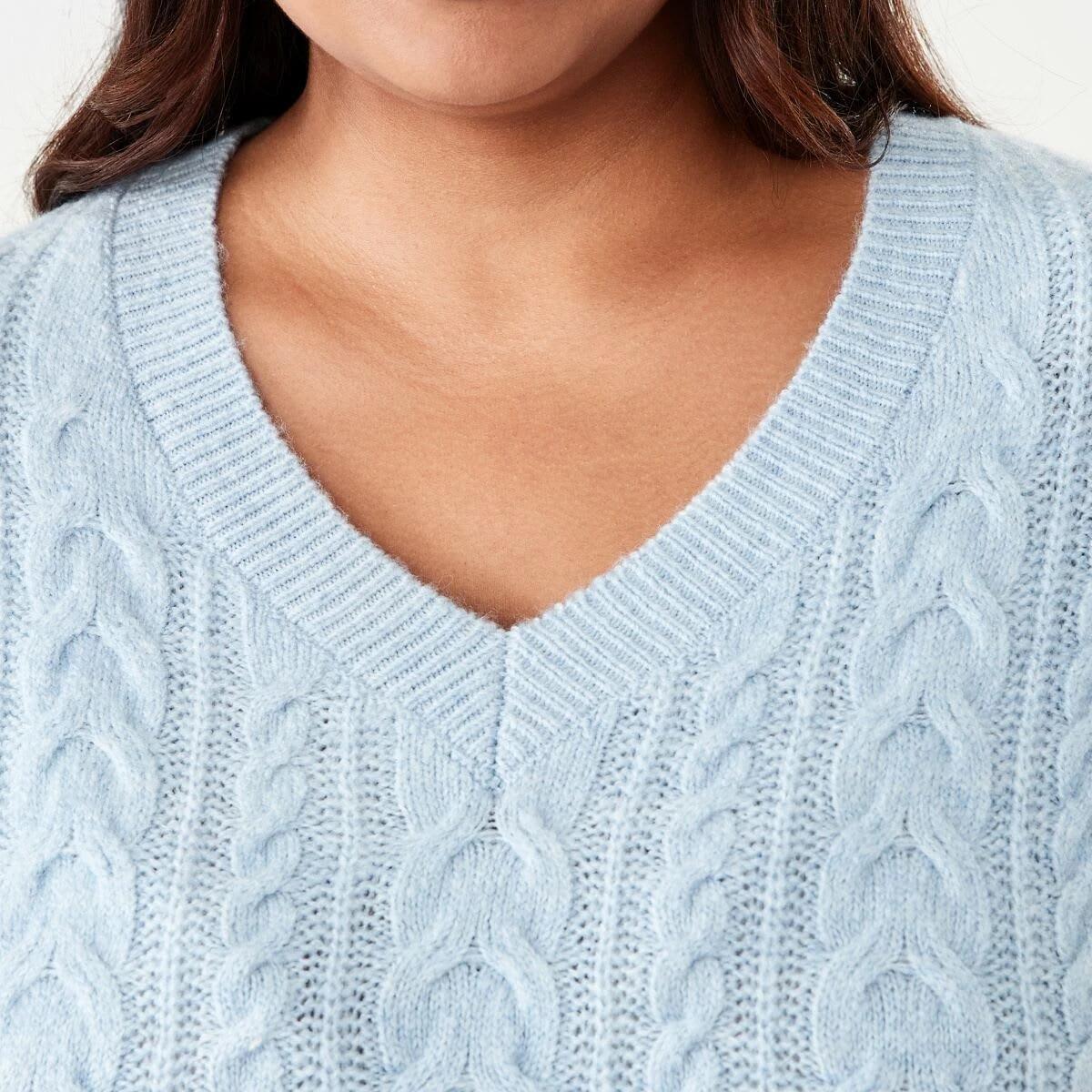5 Curve Cable V-Neck Jumper Skyway Mrl, 5 of 6