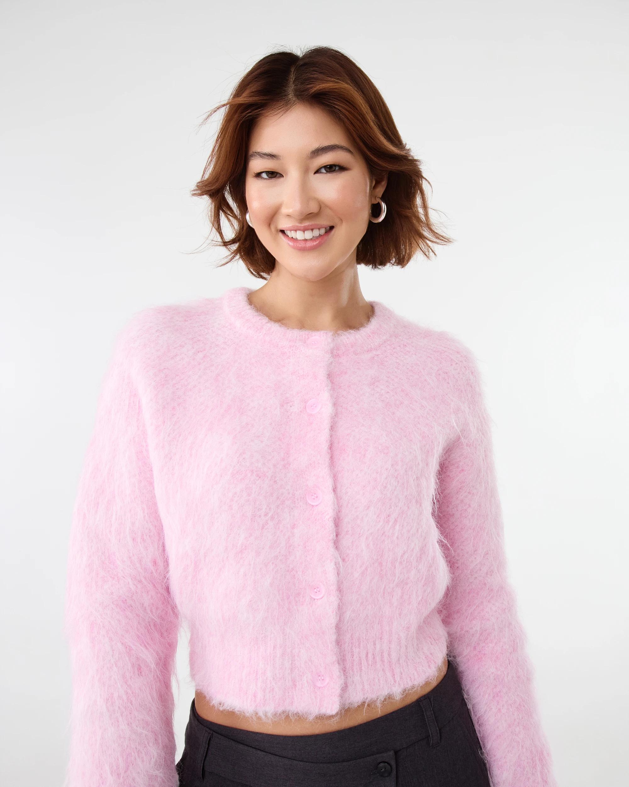 5 Fluffy Knit Cardigan Bllet Pink, 5 of 6