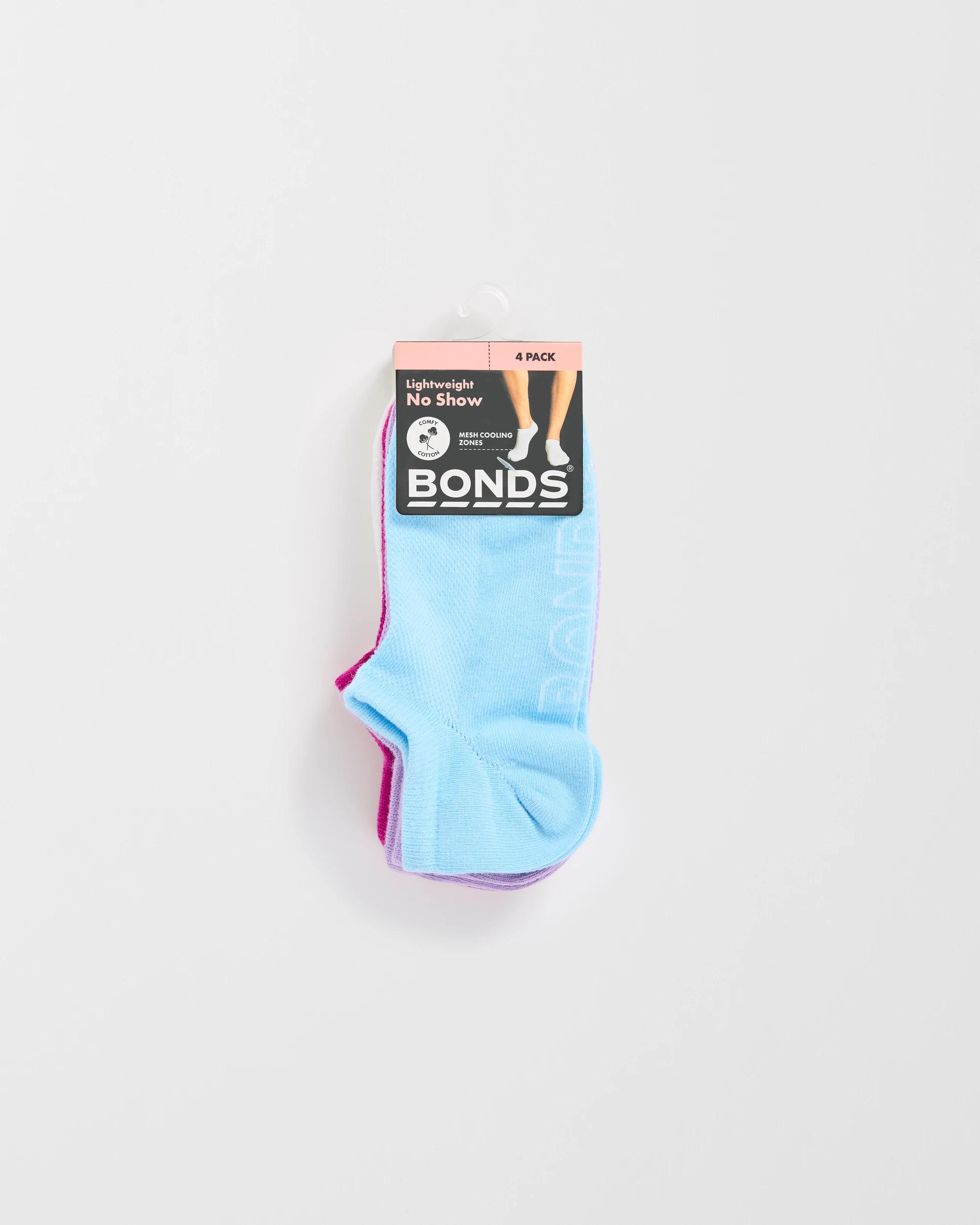3 Women's Logo Lightweight No Show Socks 4 Pack - Bonds BLUE/PURPLE/PINK/WHITE, 3 of 3