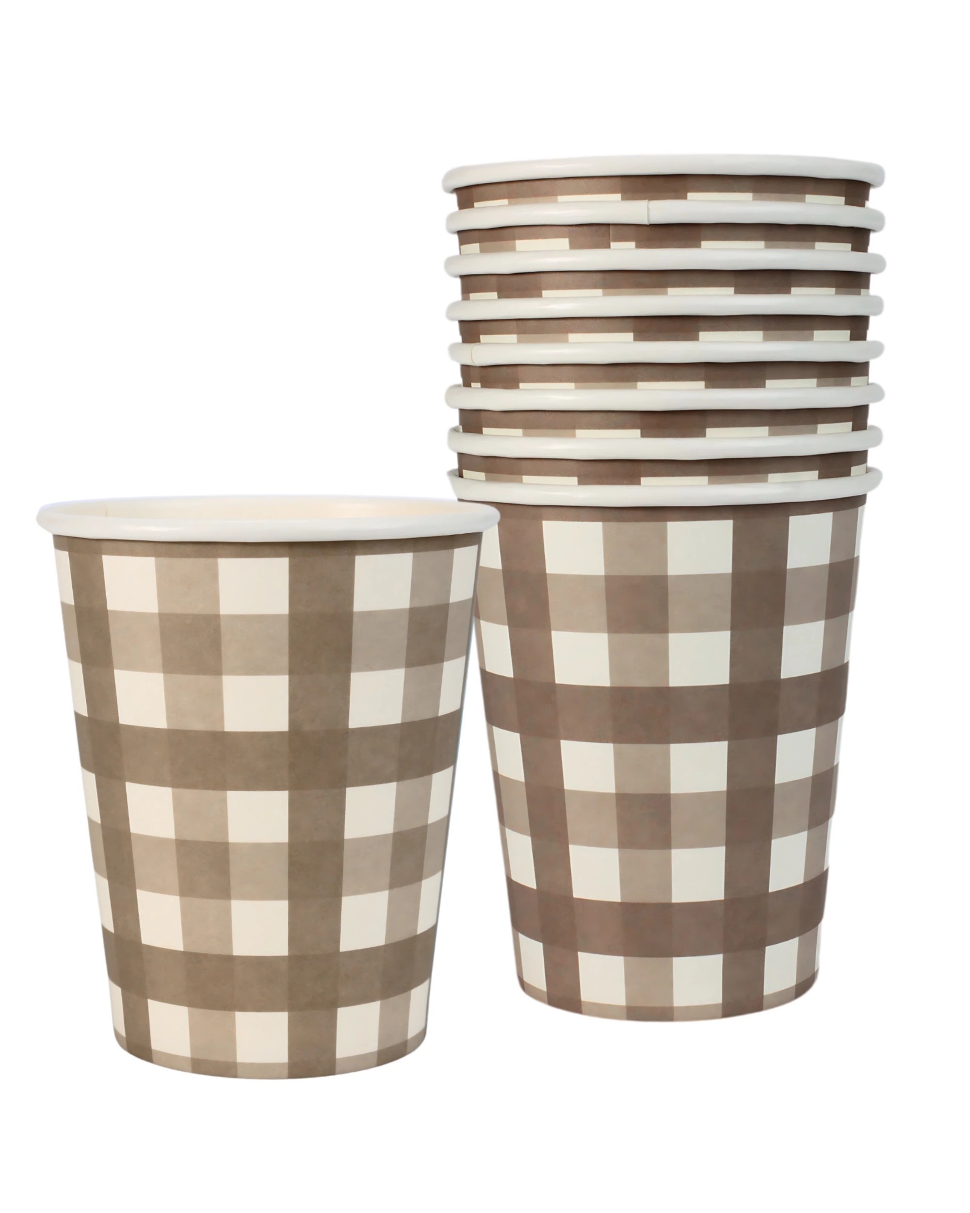 1 Amscan Brown Gingham Paper Cups Pack of 8 - Brown, 1 of 1