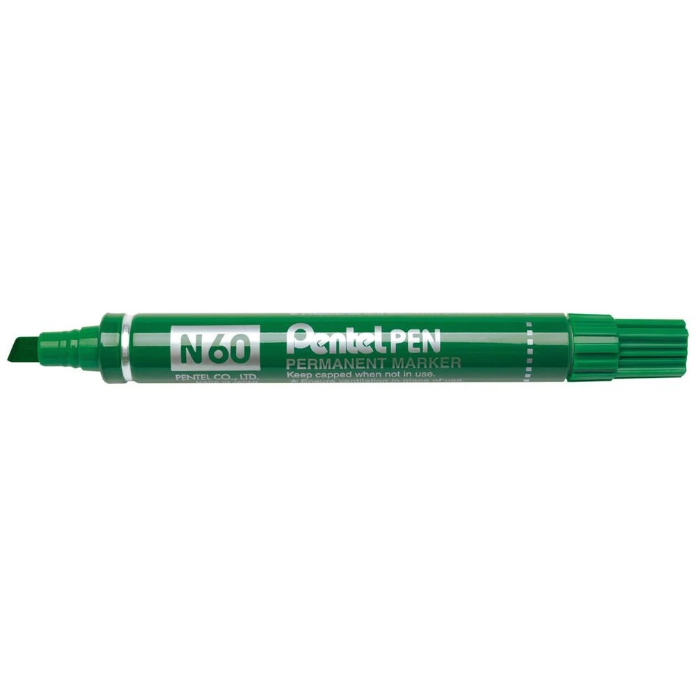 1 Pentel N60 Permanent Marker Chisel Tip Green, 1 of 4