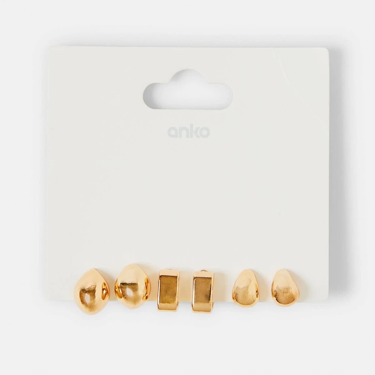 5 3 Pack Hoop Earrings - Gold Tone Gold, 5 of 5