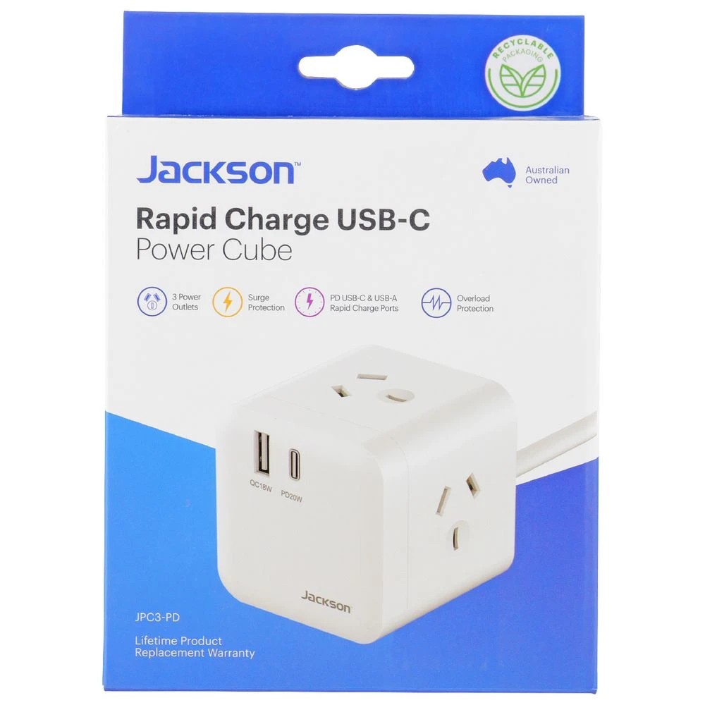 4 Jackson 3 Outlet Power Block with 2x USB, 4 of 5