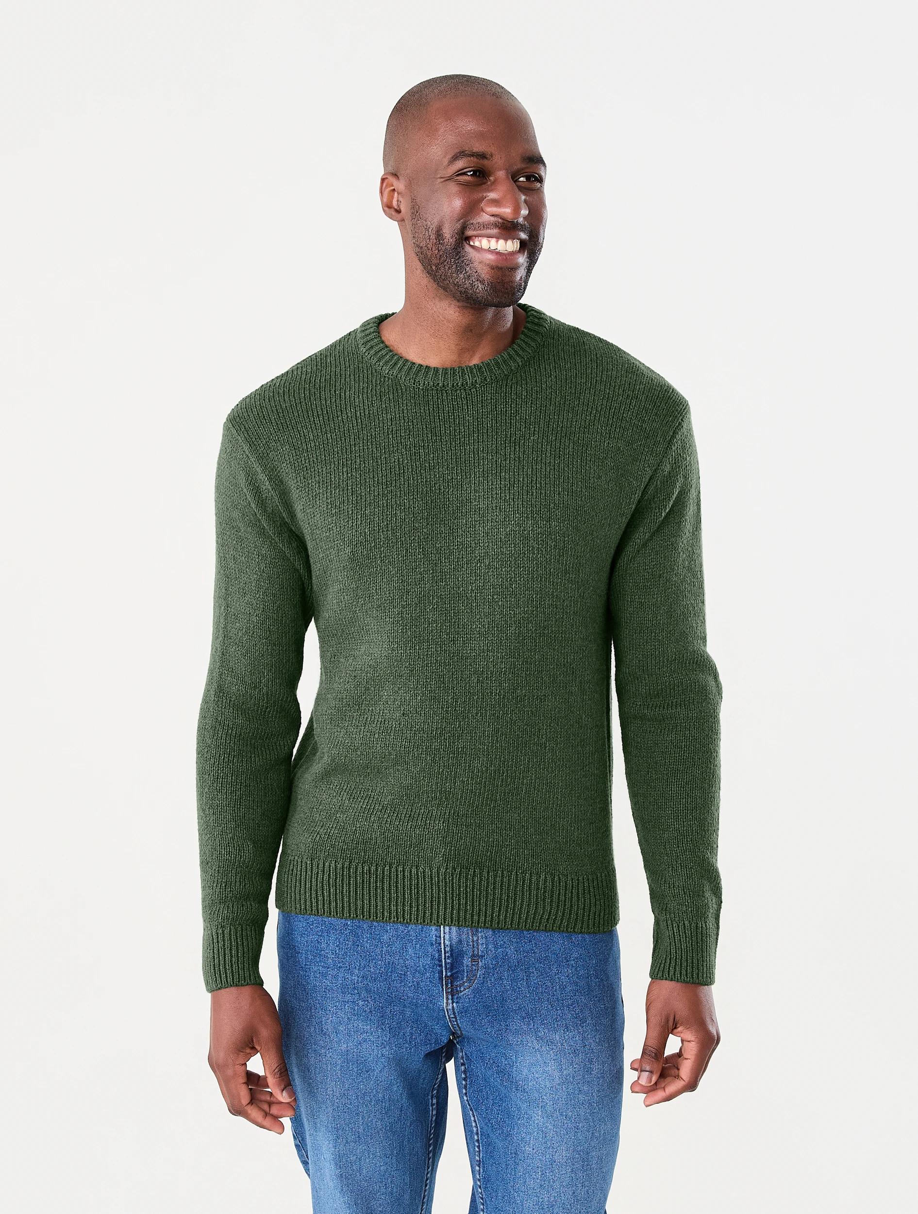 1 Twisted Yarn Crew Knit Jumper Grn Green, 1 of 7