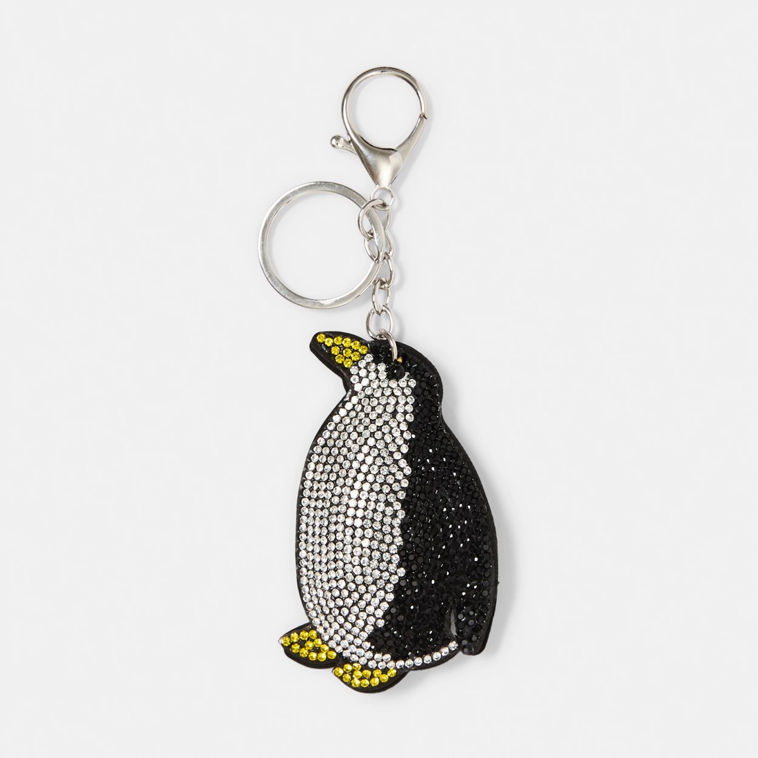 1 Sparkly Penguin Charm Keyring - Black, White, Yellow and Silver Tone, 1 of 3