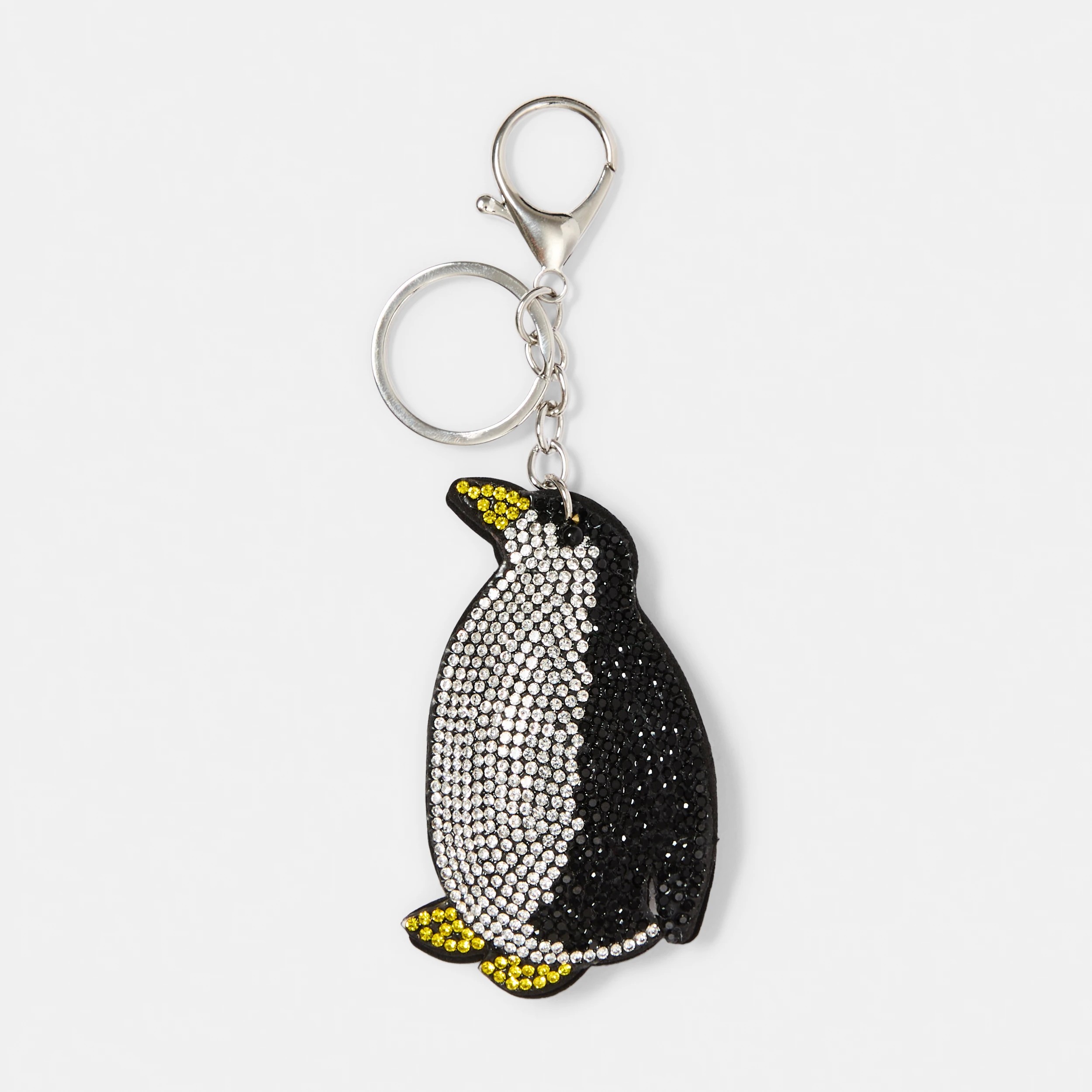 1 Sparkly Penguin Charm Keyring - Black, White, Yellow and Silver Tone, 1 of 3