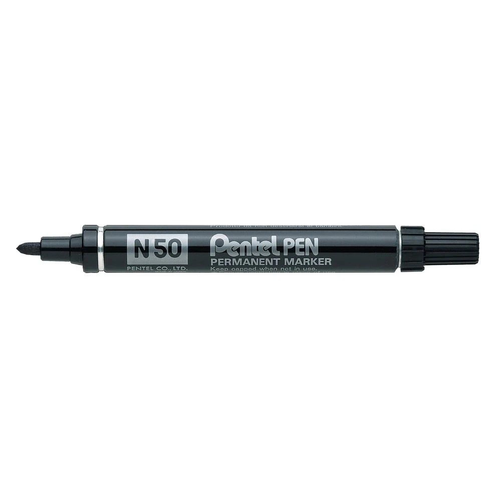 2 Pentel N50 Permanent Markers Black 12 Pack, 2 of 9