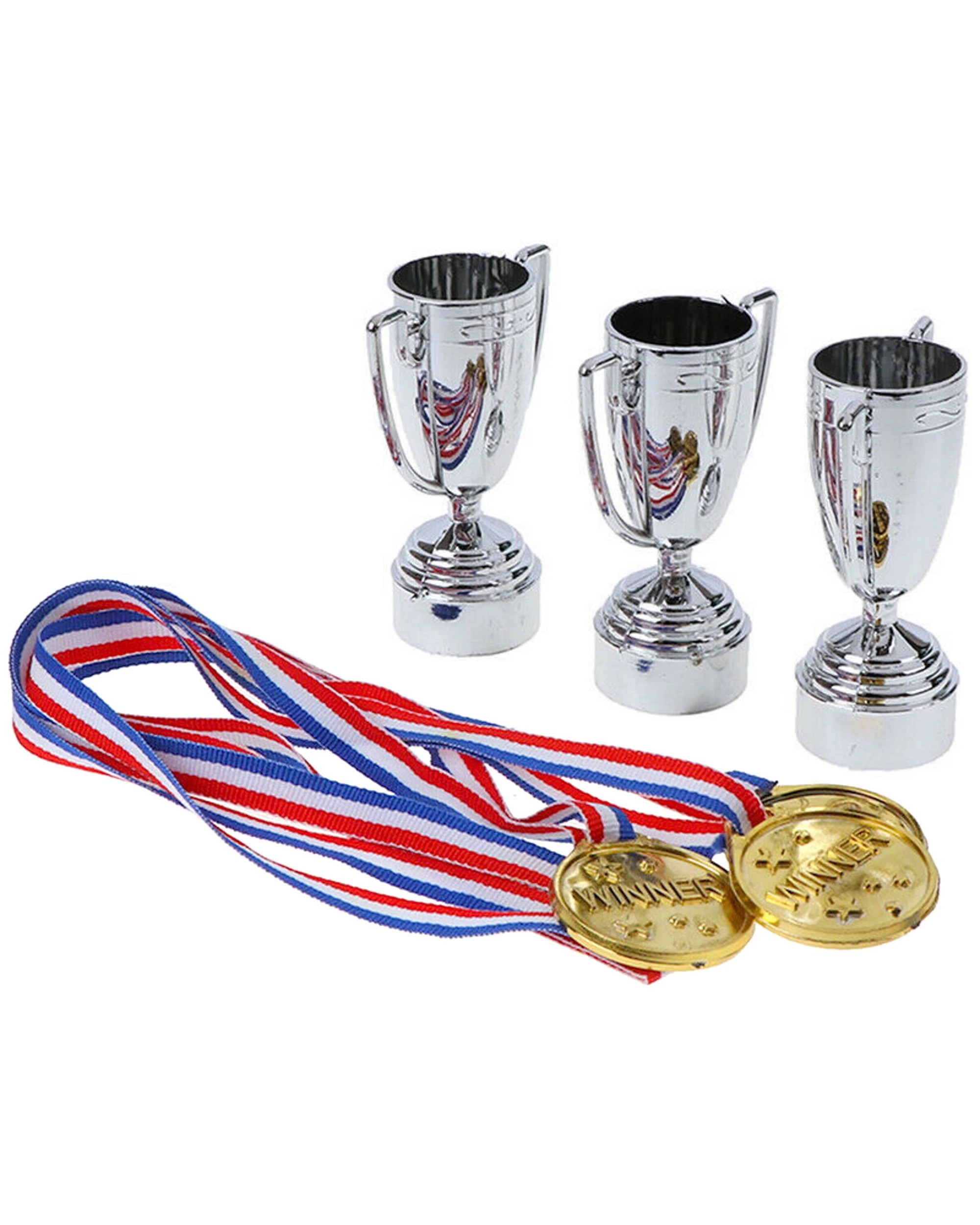 3 JD Party Trophy and Medal Set 6 Pieces - Metallic, 3 of 4