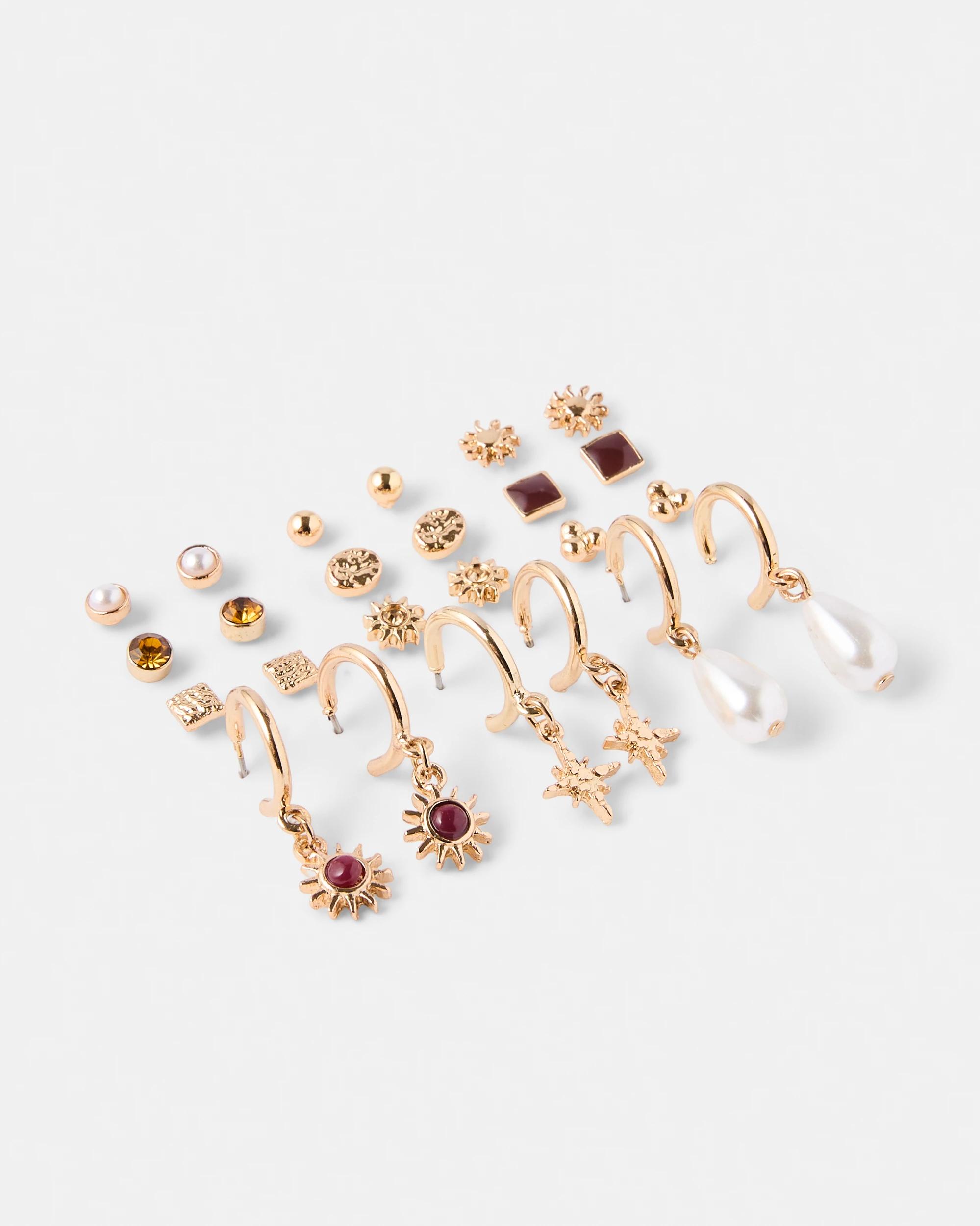 3 12 Pack Celestial Earrings - Gold Tone Gold, 3 of 5