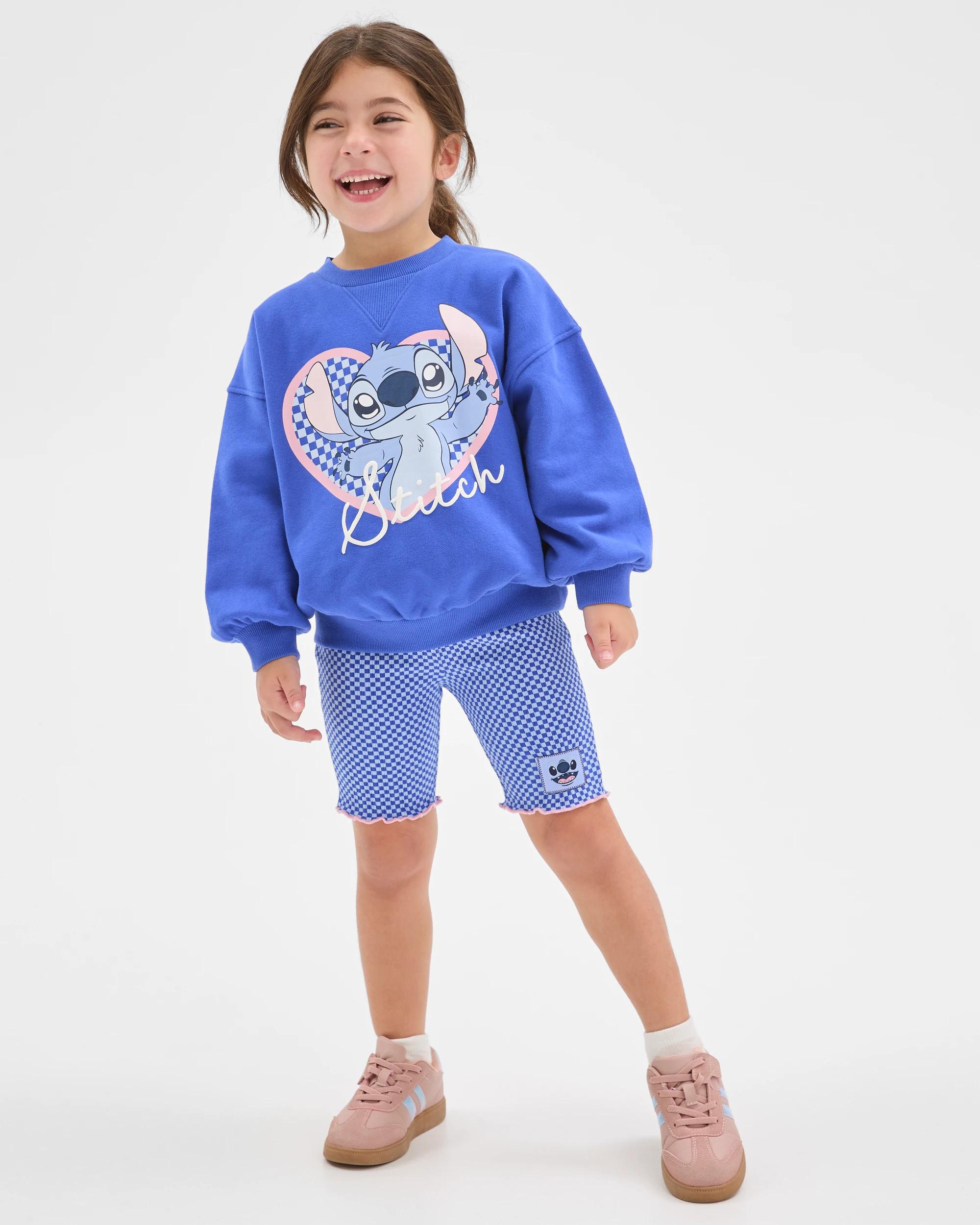 1 Disney Lilo & Stitch Australian Cotton Blend Jumper and Bike Shorts Set BLUE, 1 of 6