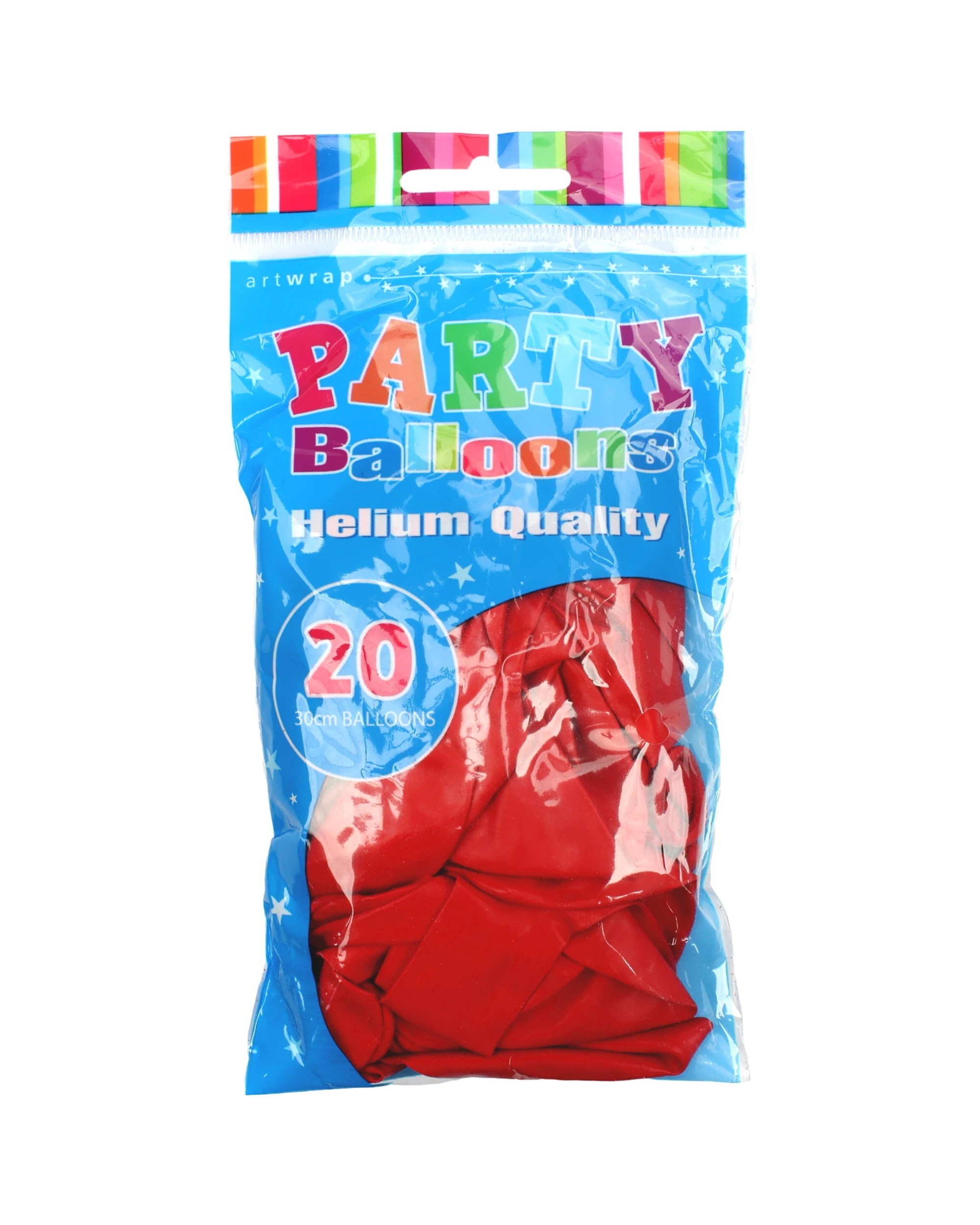 2 Artwrap Balloons 30cm Pack of 20 - Red - Red, 2 of 2