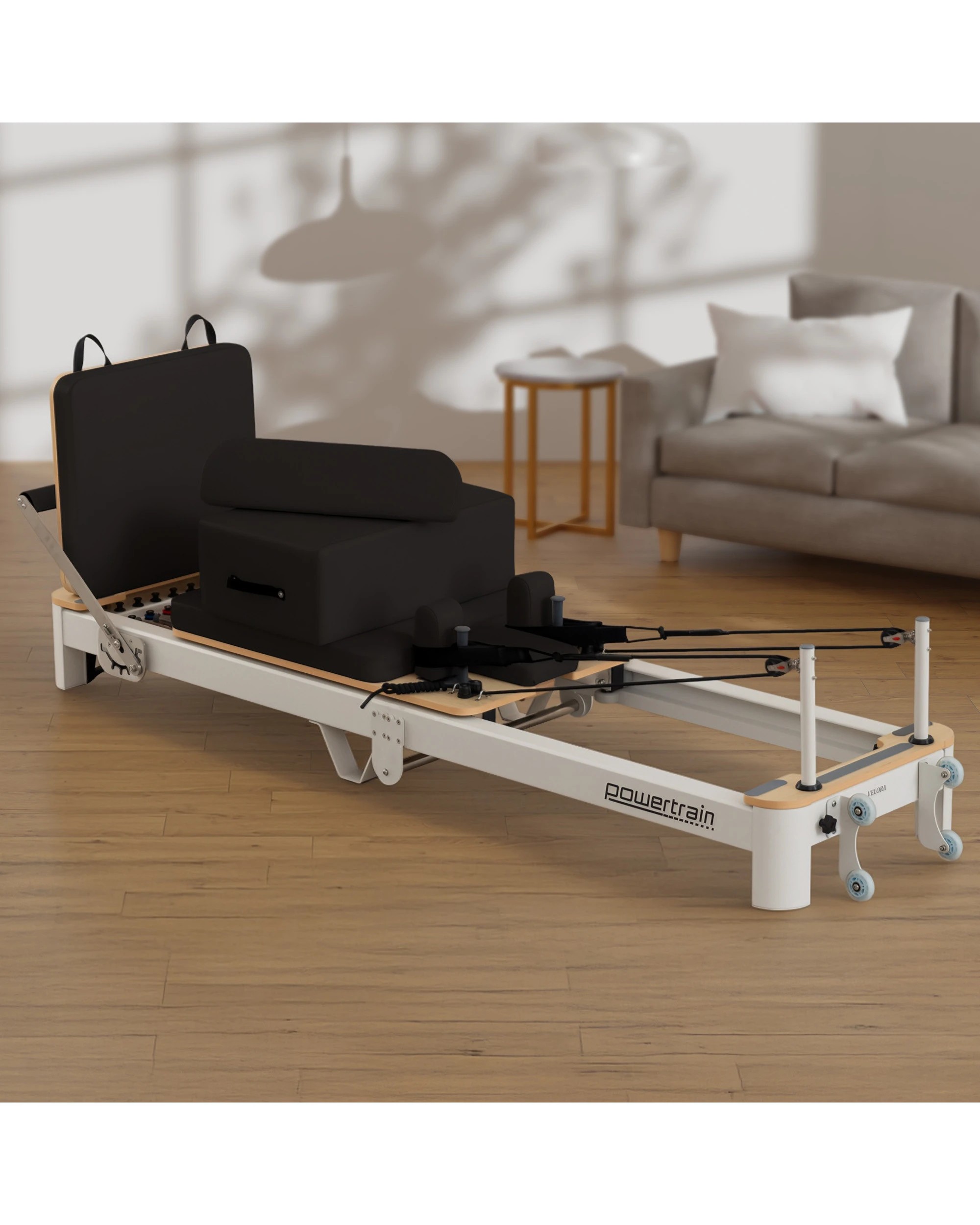 3 Powertrain Velora Pilates Reformer Machine Aluminium Foldable Multifunctional Home Gym Equipment Exercise Trainer Black, 3 of 9