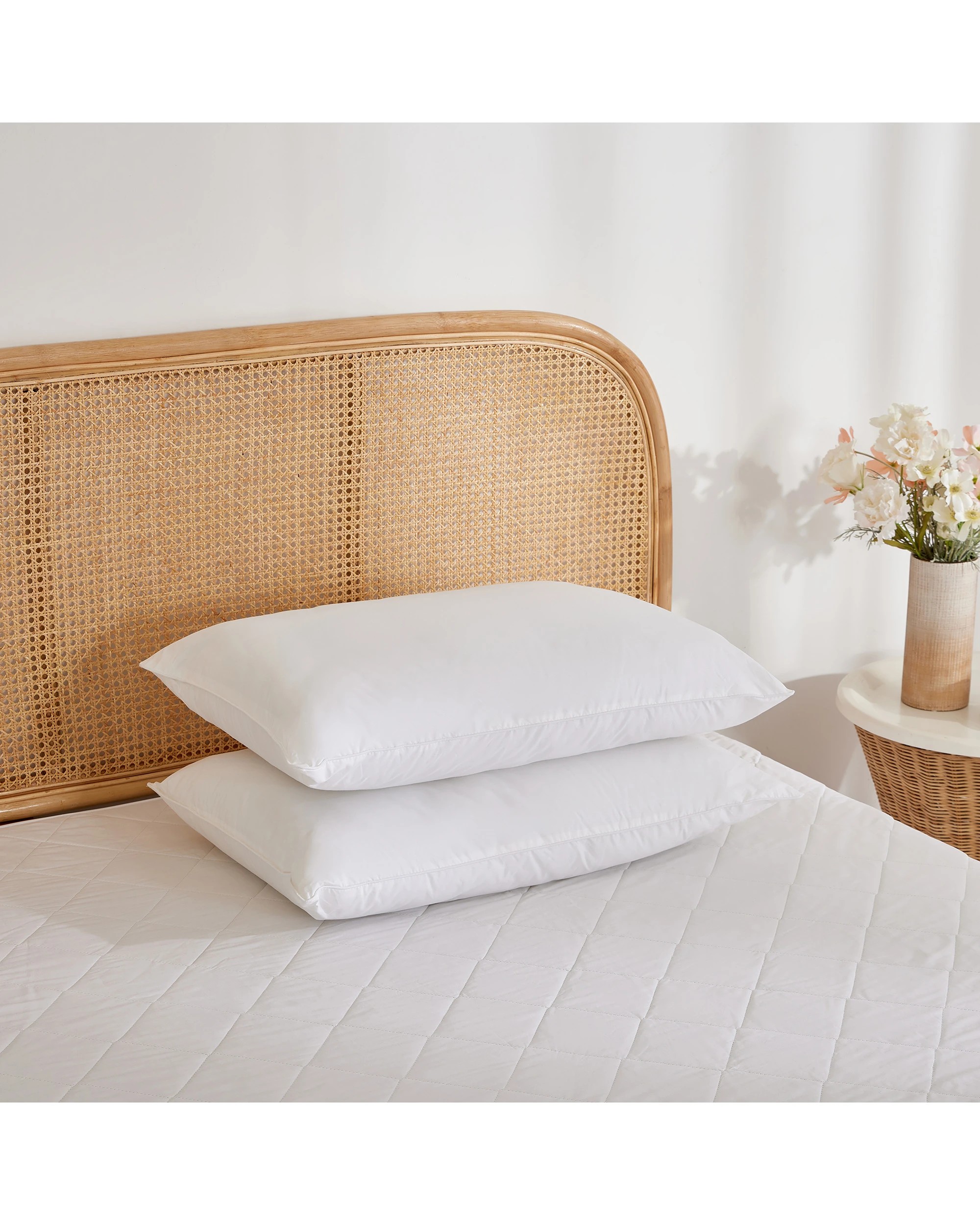 1 Dreamaker Cotton Cover Bamboo Blend Pillow Medium Profile Twin Pack - White, 1 of 6