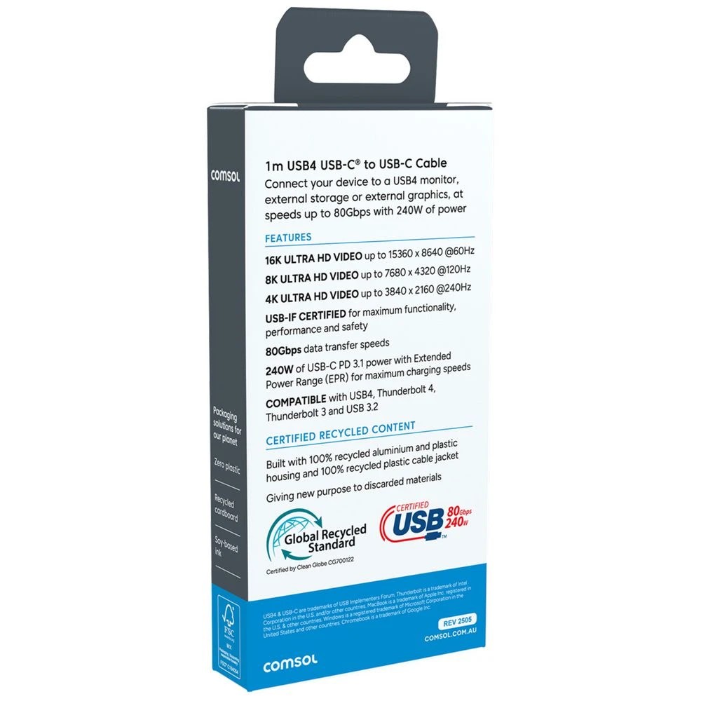 3 Comsol USB4 USB-C Cable 1m, 3 of 4