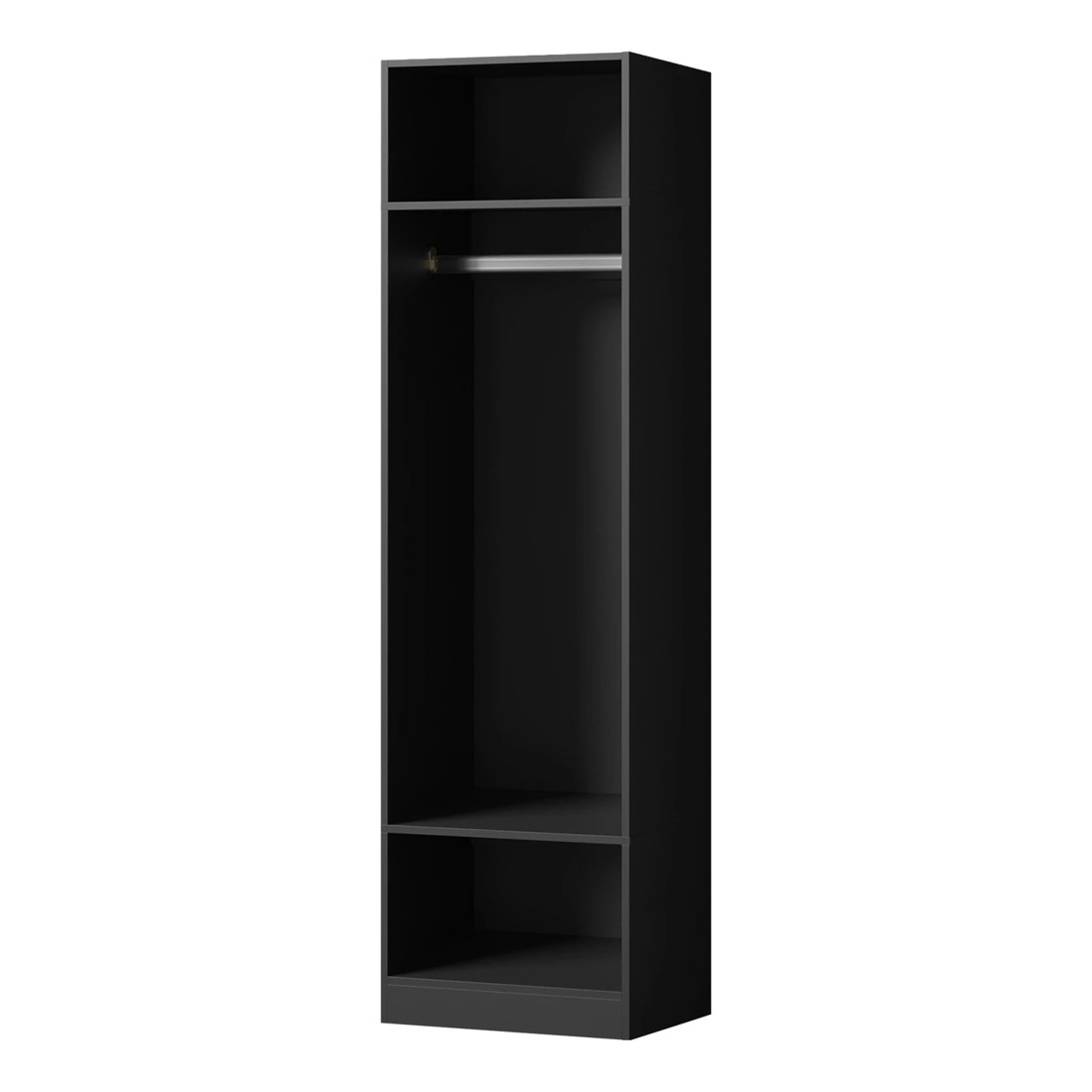 1 Oikiture Open Wardrobe Shelf Unit Clothes Storage 3 Shelves Hanging Rail
 - Black, 1 of 10