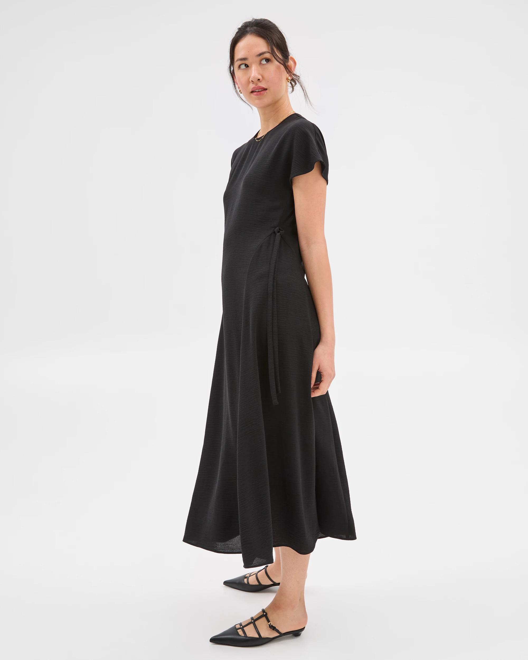 6 Tie Waist Midi Dress - Preview BLACK, 6 of 8