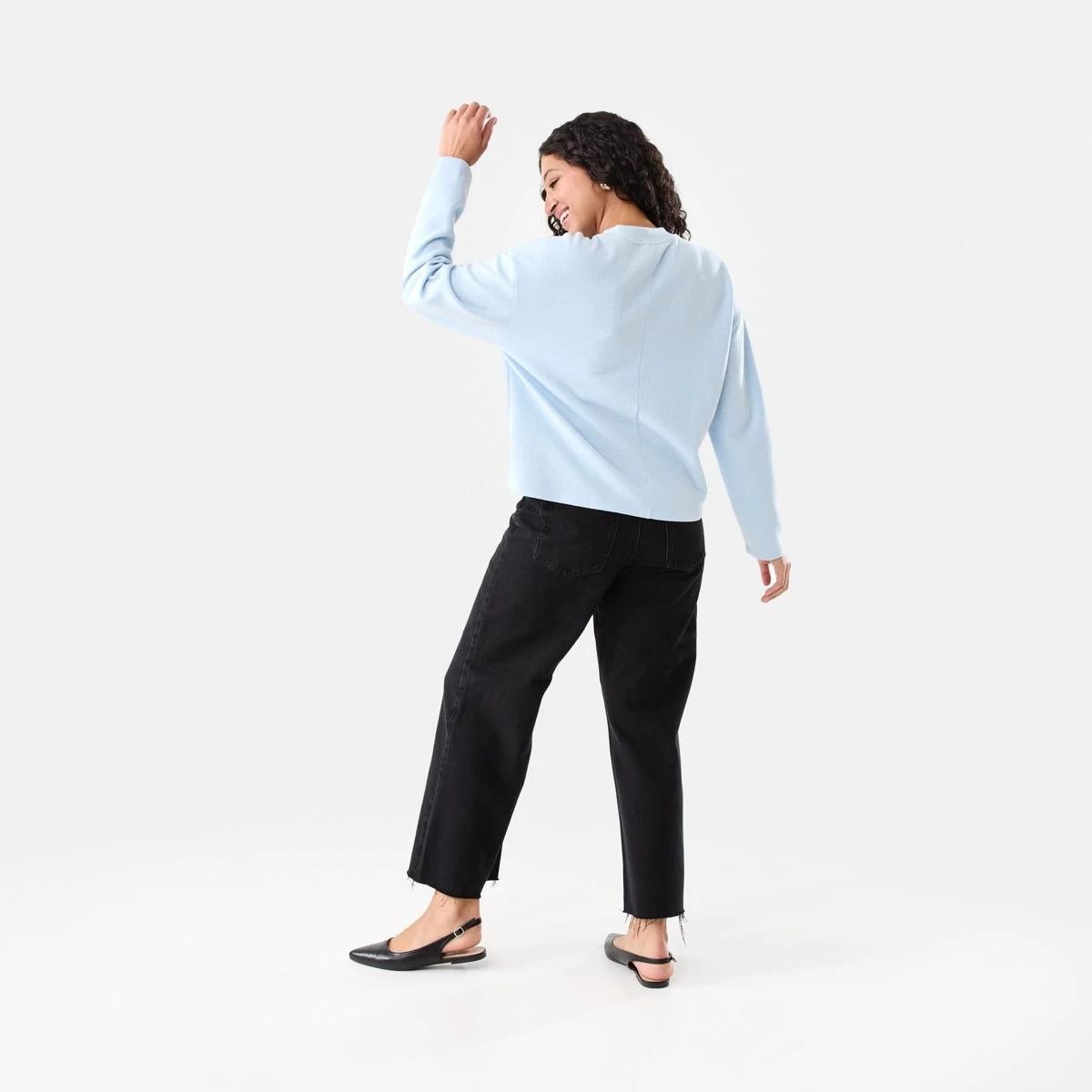 4 Long Sleeve Brushed Seam Detail Top Blu Skyway, 4 of 8