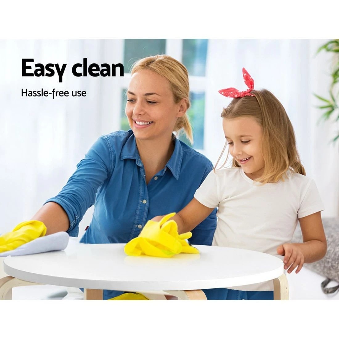 5 Keezi 3pcs Kids Table And Chairs Set Activity Toy Play Desk Sturdy Easy Clean Playroom Study Craft Dining Set - White, 5 of 6