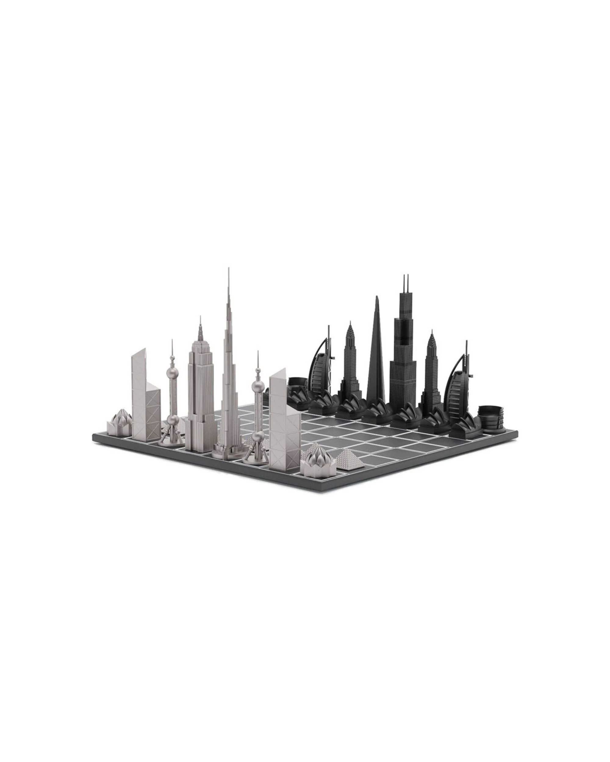 1 Skyline Chess 33pc World Icons Edition Wood Grid Board Chess Set - Multi, 1 of 5