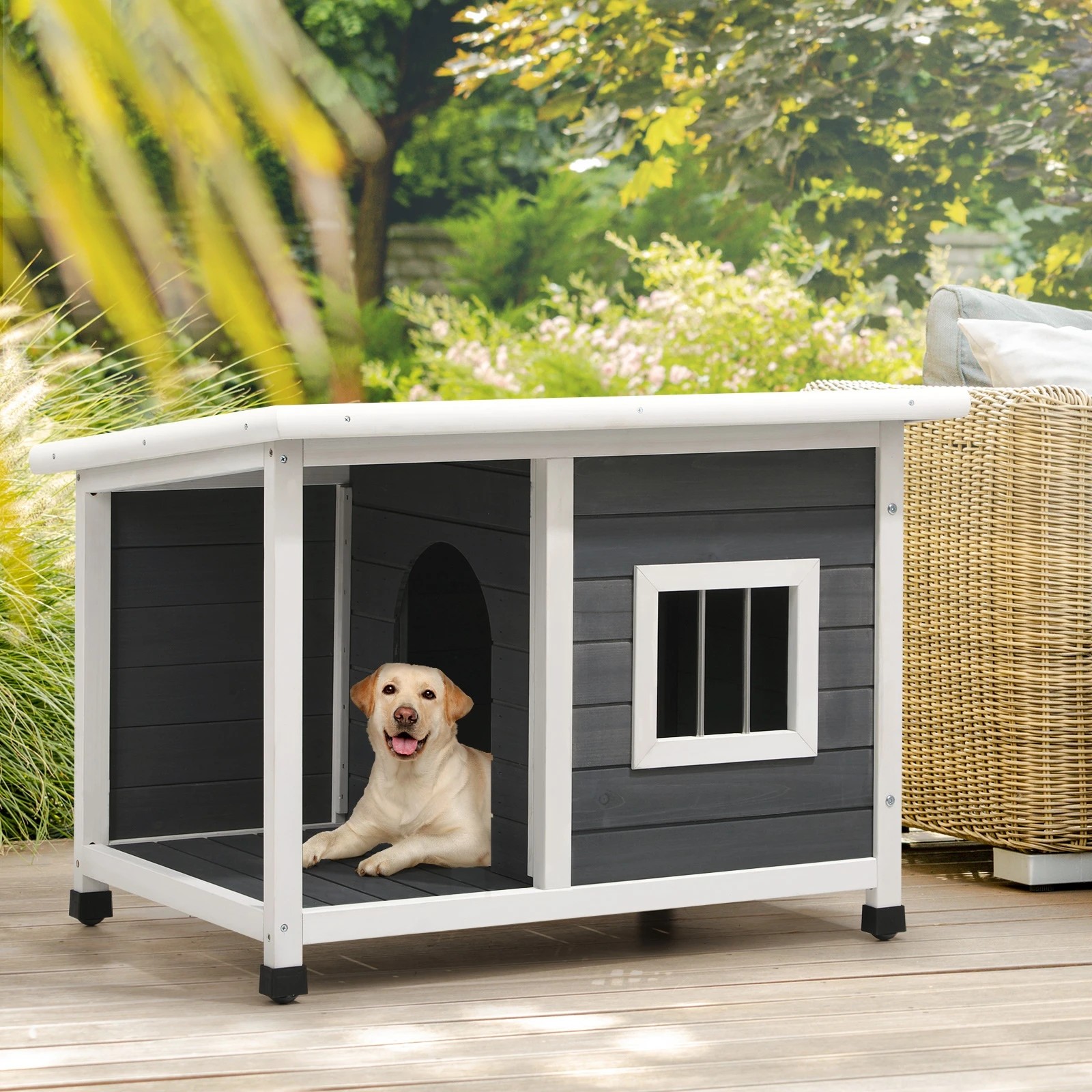 3 Alopet Dog Kennel House Outdoor Pet Wooden Cage Kennels Indoor Cabin Box Awning - Multi, 3 of 10