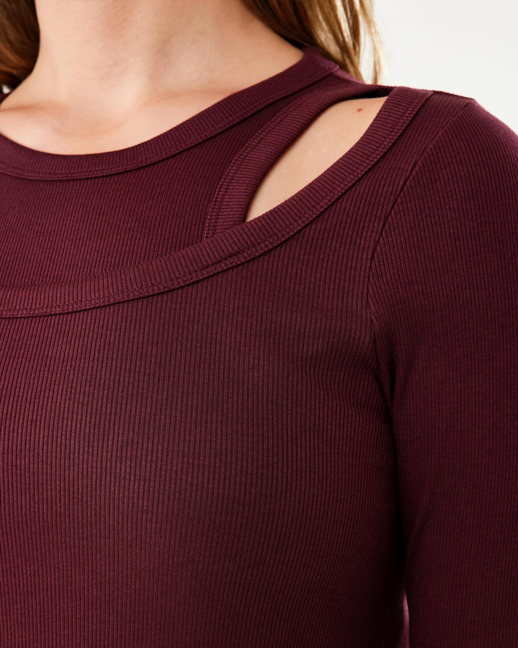 6 Long Sleeve Rib Double Layer Top Red Royale, 6 of 6