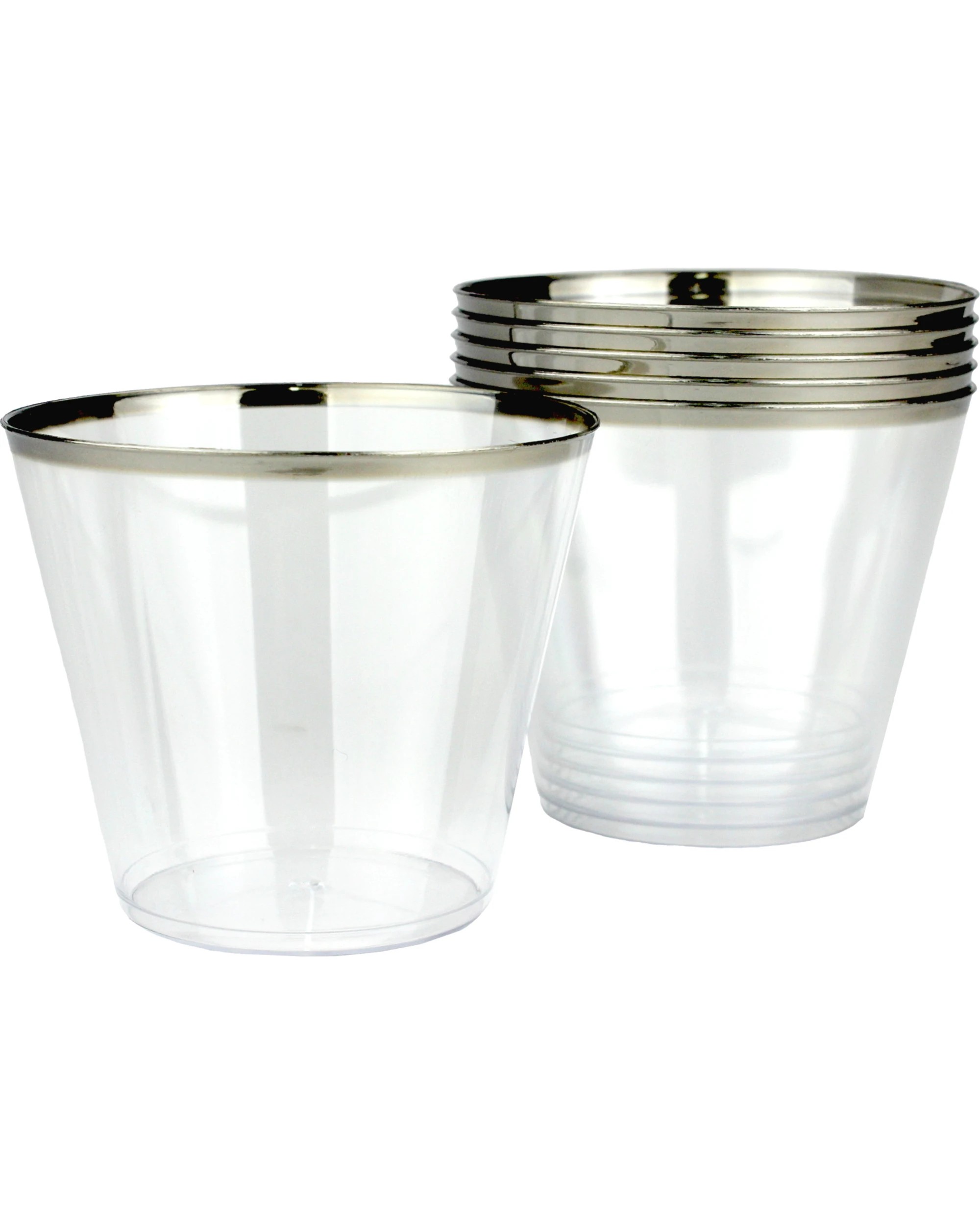 1 Partyware Silver Trim Tumbler Cups Pack of 6, 1 of 3
