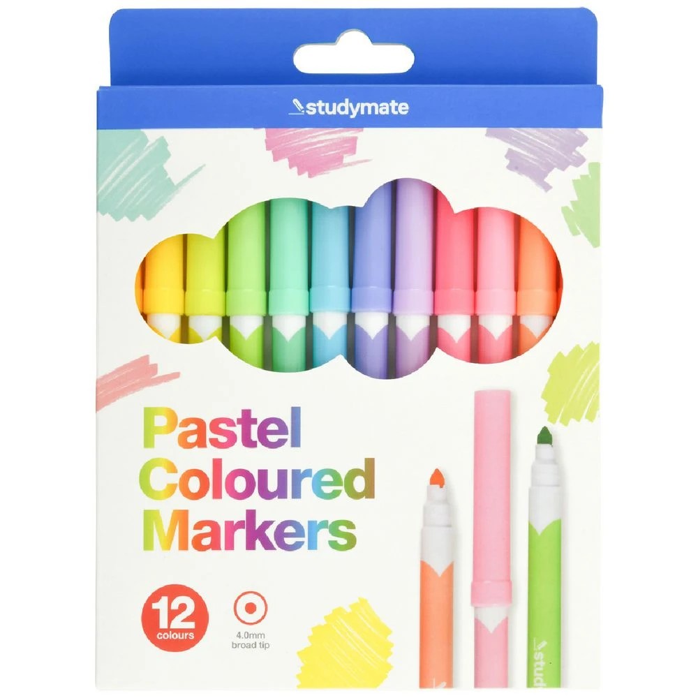 1 Studymate Pastel Markers 12 Pack, 1 of 4