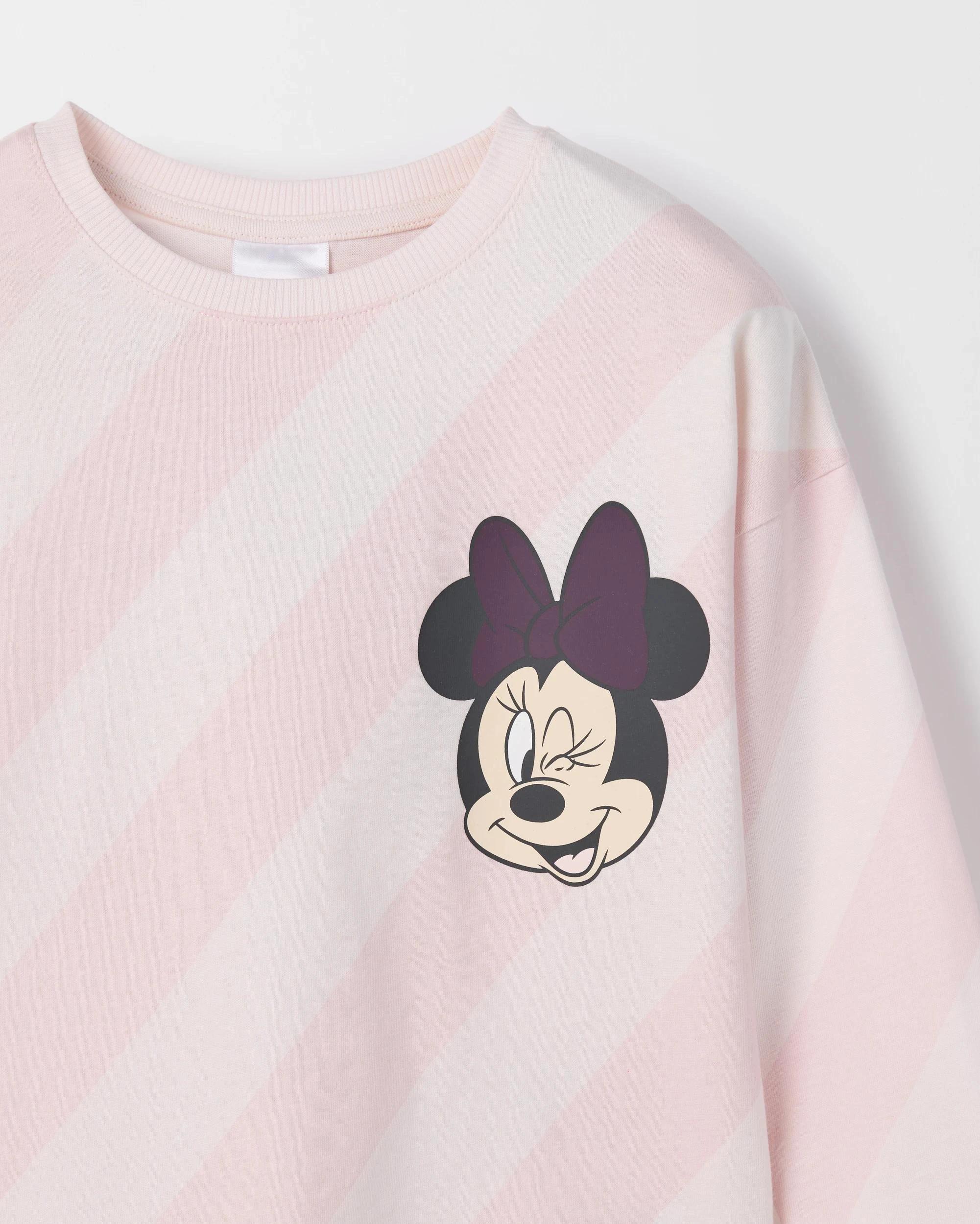 2 Disney Minnie Australian Cotton Long Sleeve T-Shirt CREAM PINK, 2 of 3