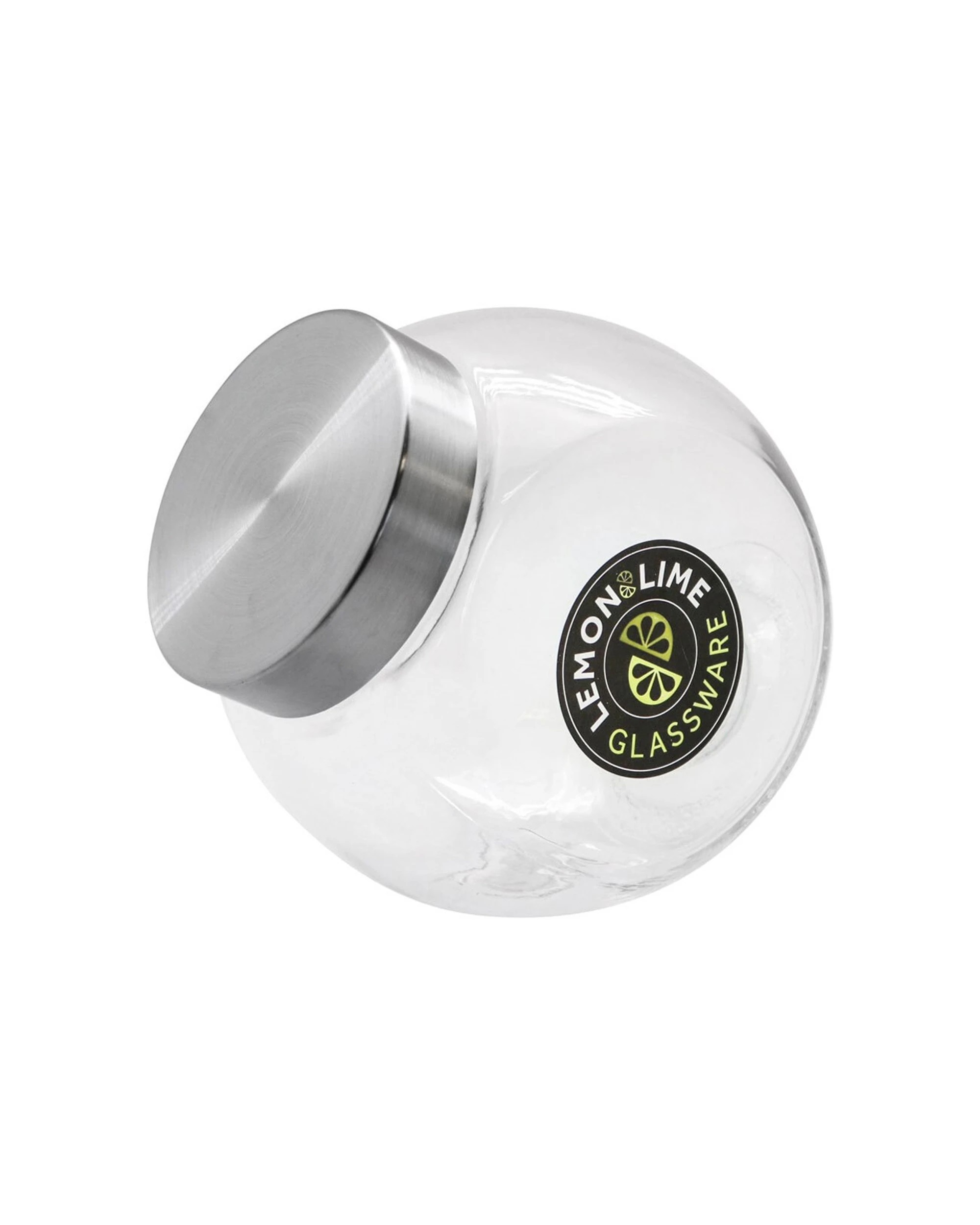 2 Lemon & Lime 2l Glass Tilt Jar Kitchen Food Storage Container W/ Metal Lid Clear
 - Clear, 2 of 3