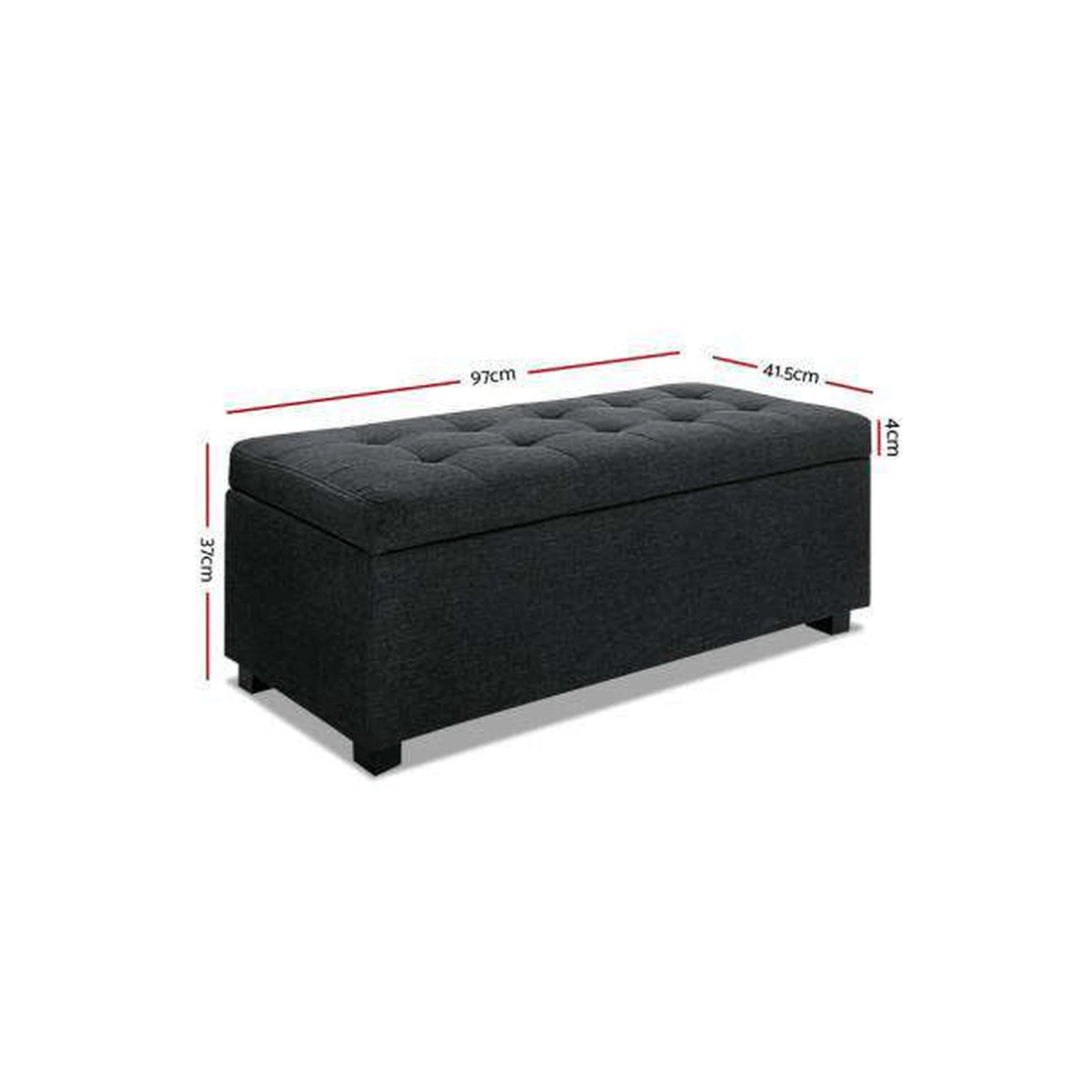 3 Artiss Storage Ottoman Blanket Box 97cm Linen - Black, 3 of 7