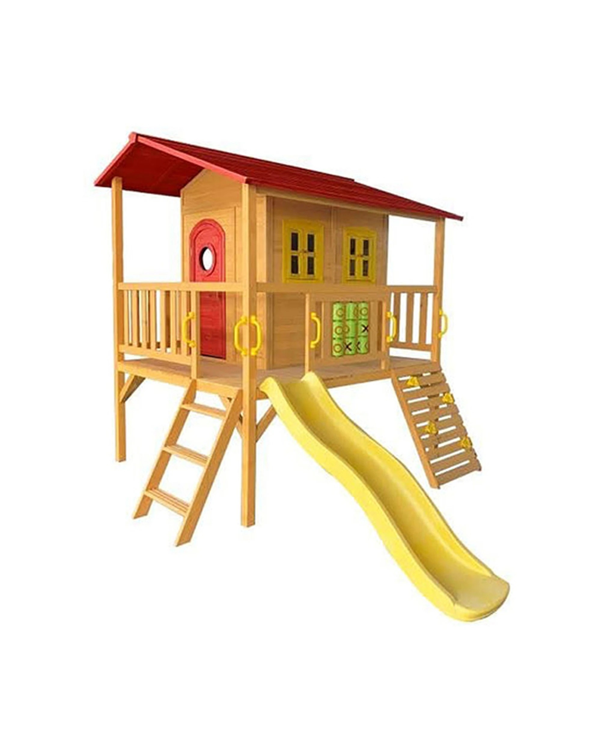 2 KIDZSHACK Sweet Shack Cubby House With Swingset Slide - Yellow, 2 of 3